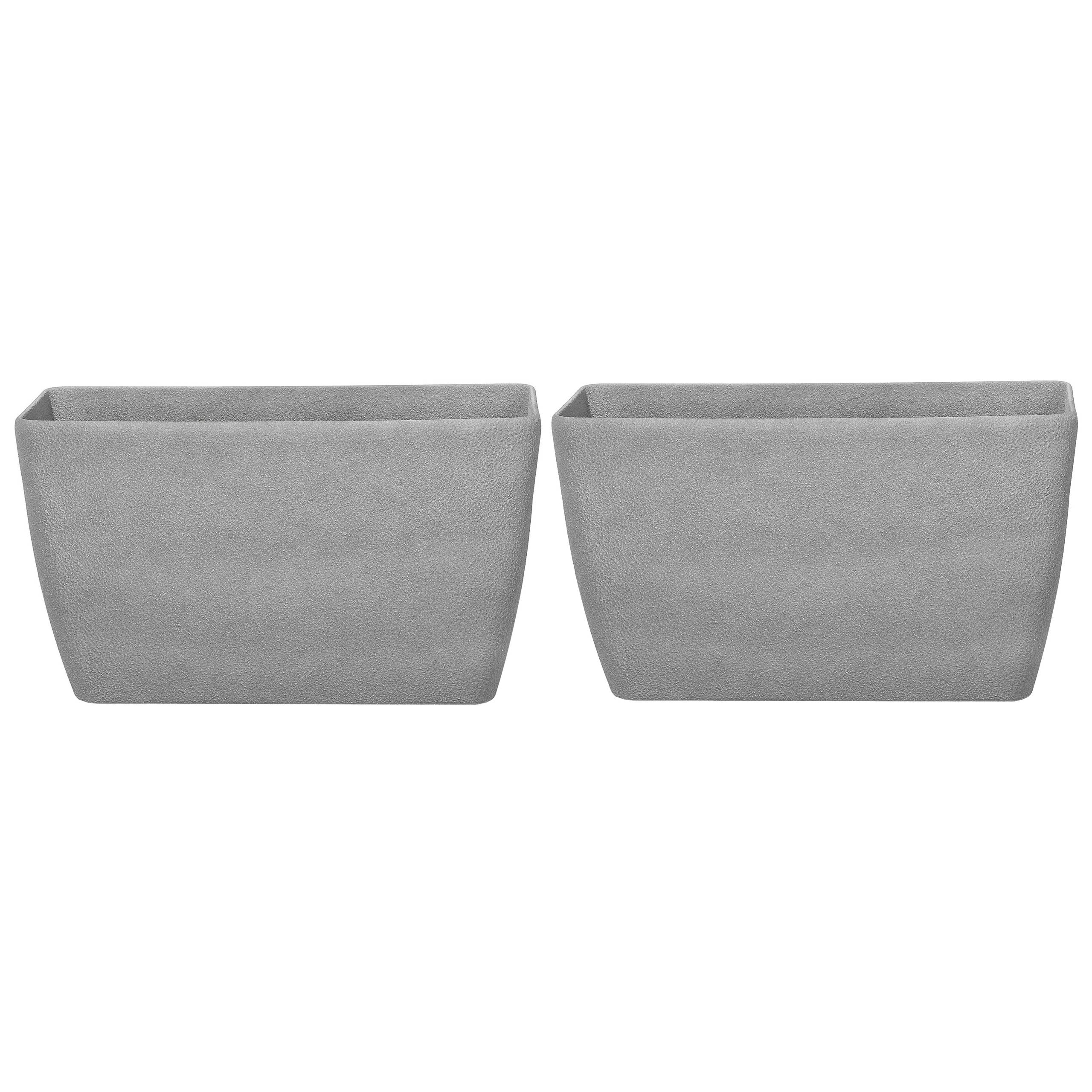 Beliani - Cache-Pot Gris Effet Pierre en Polyrésine 32 x 74 x 45 cm Pot de Fleurs Long et Haut au Design Moderne Idéal pour Extérieur et Intérieur - Image 1
