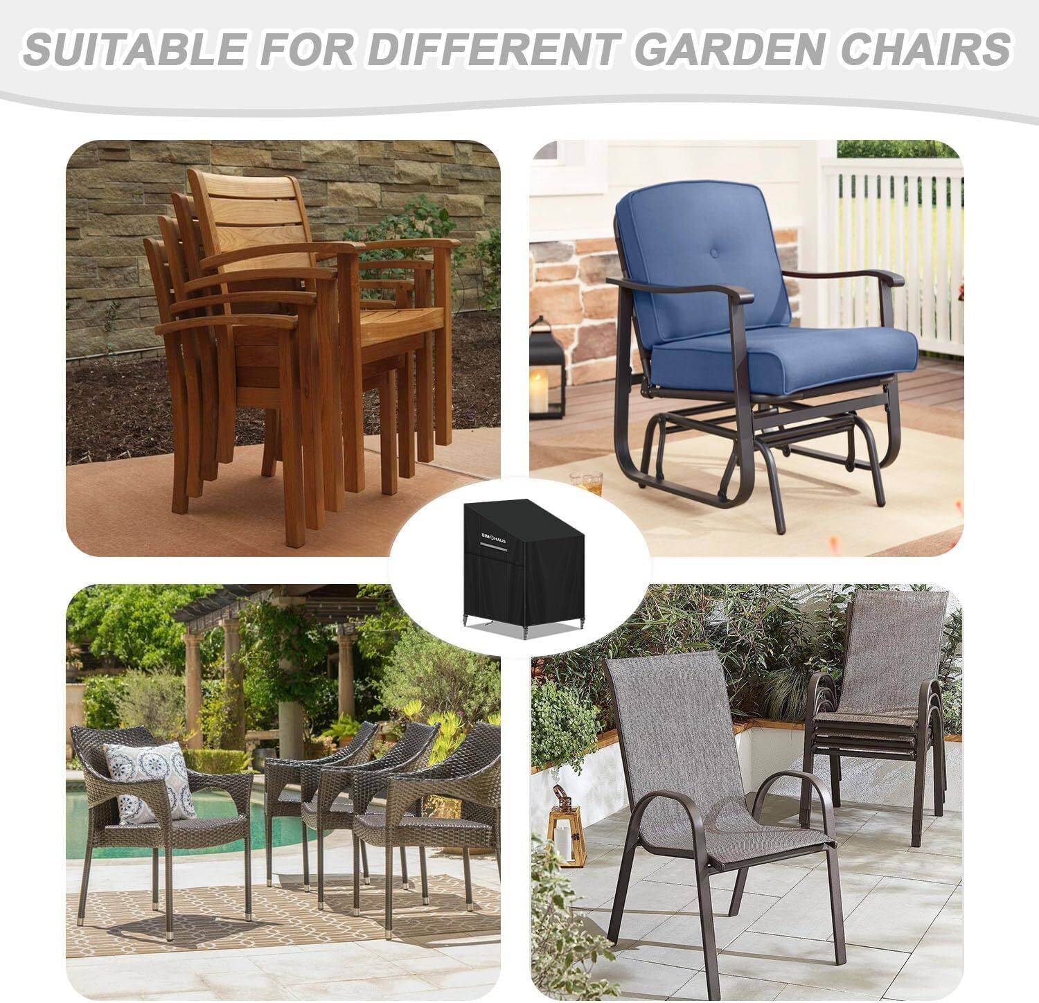 IntiMeg - Housse de chaise de jardin empilable, housse de chaise de jardin imperméable 80 x 100 x 150/110 cm IntiMeg - Image 5