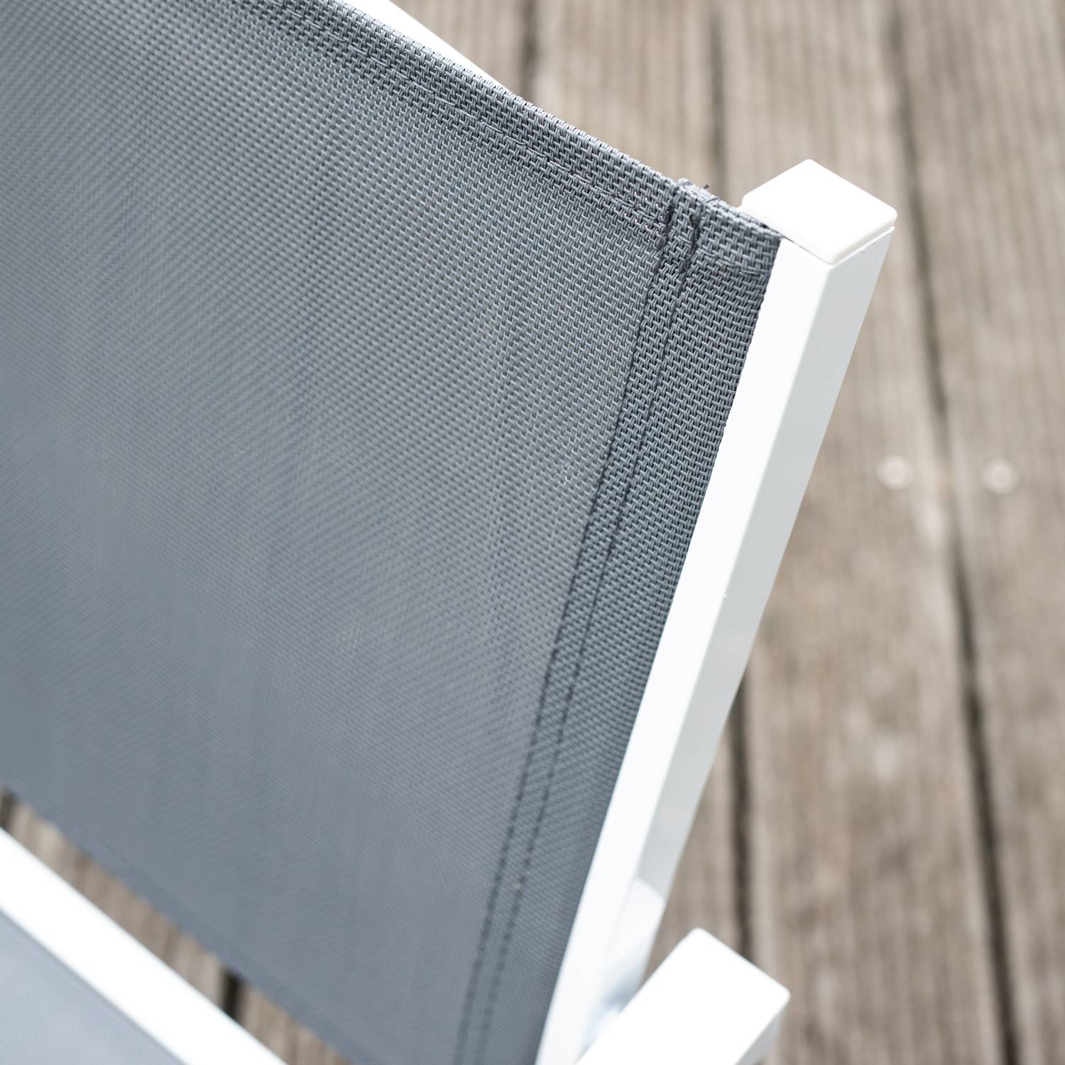 Salon de jardin BARI en textilène gris 8 places - aluminium blanc - HAPPY GARDEN - Image 7