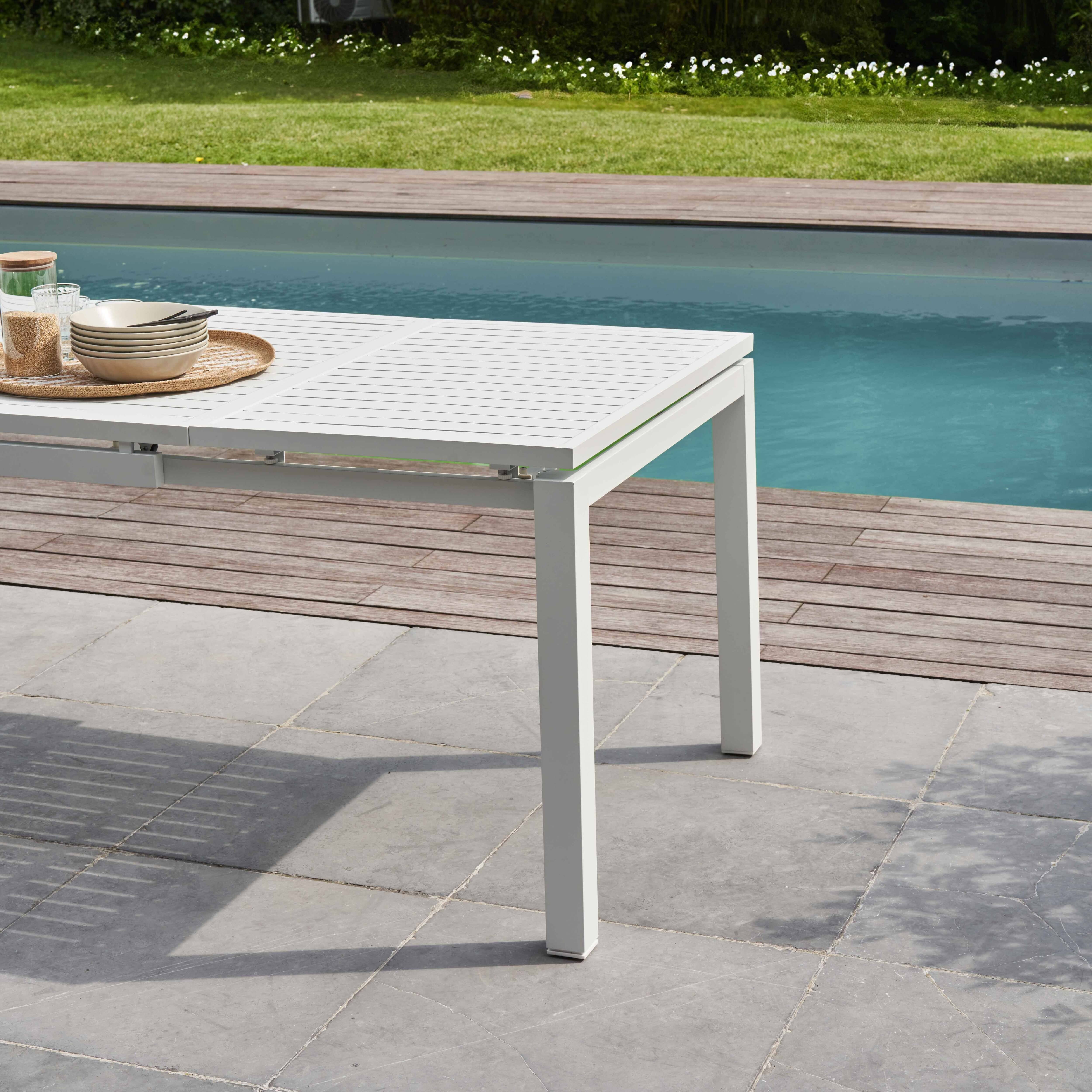 Oviala - Table de jardin extensible en aluminium 8 à 10 places blanc Galilée - Oviala - Image 5