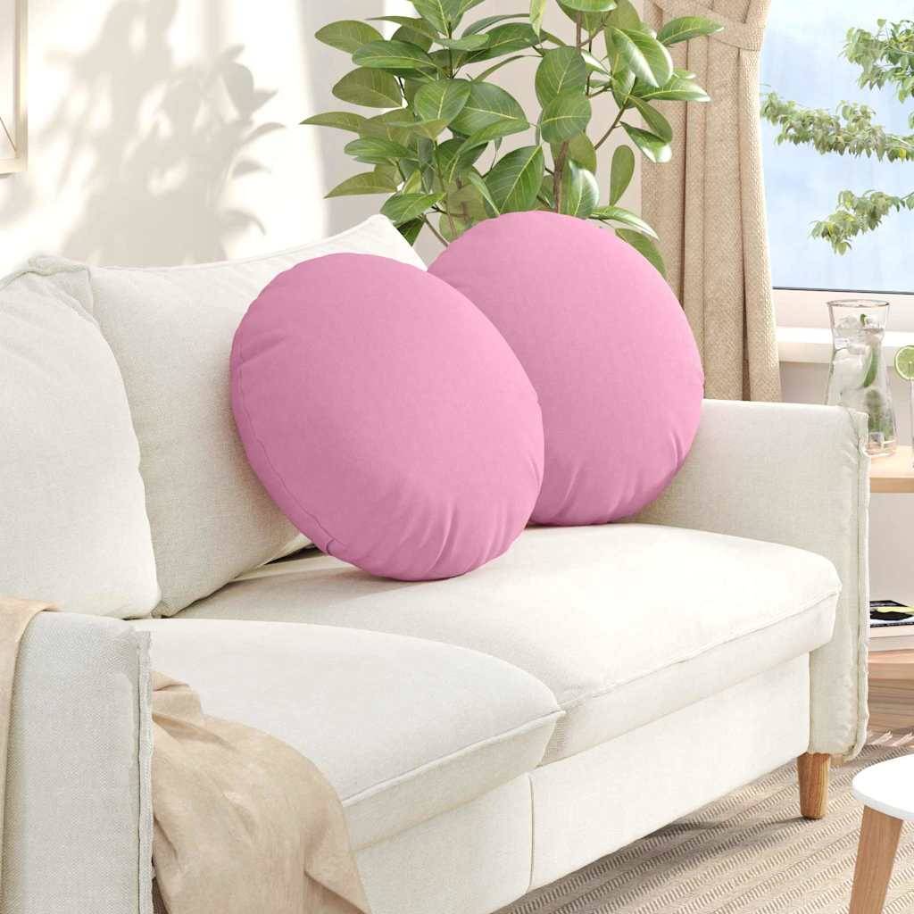 Coussins de siège 2 pcs Rose Ø50 x 19 cm tissu Maison Chic - Image 2