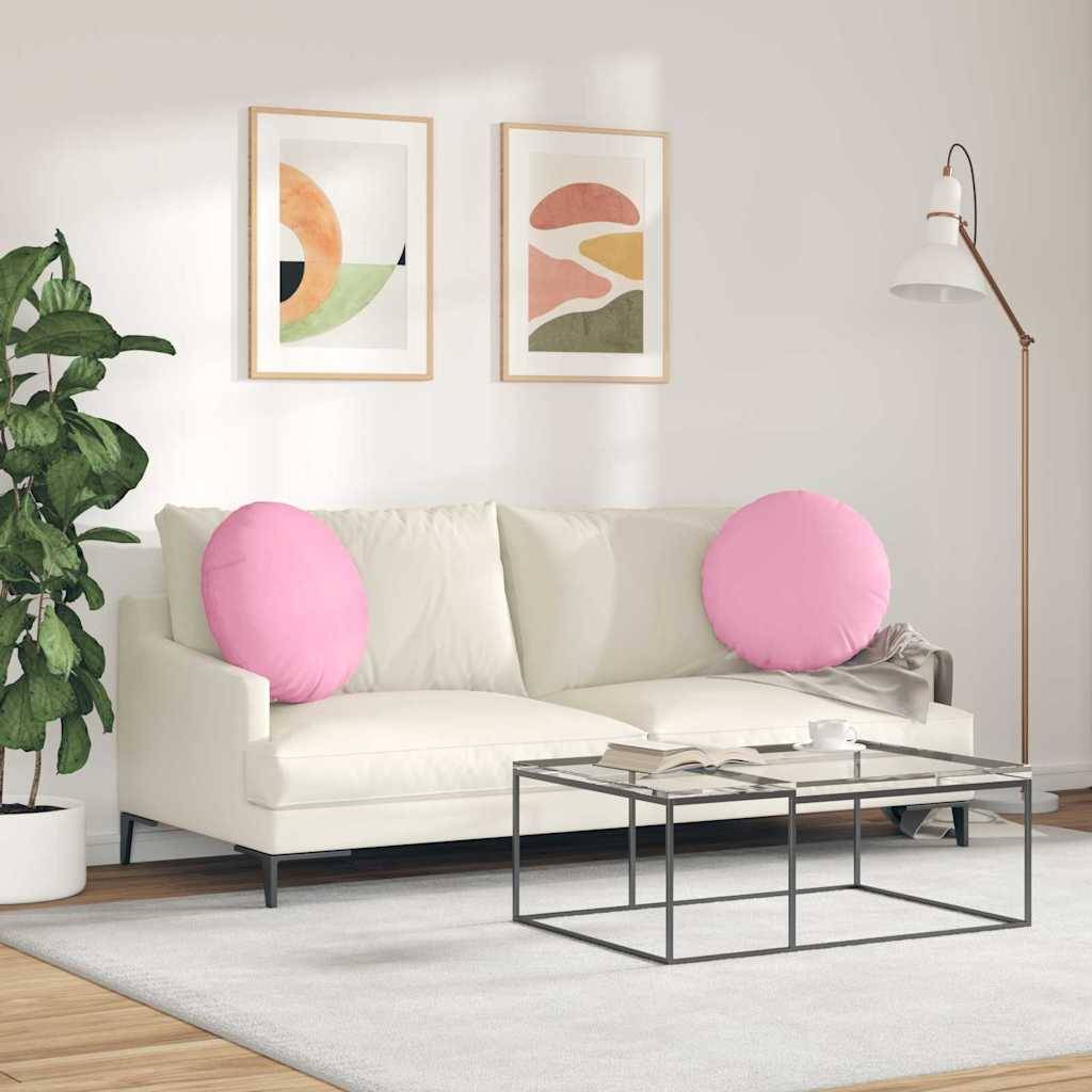 Coussins de siège 2 pcs Rose Ø50 x 19 cm tissu Maison Chic - Image 4