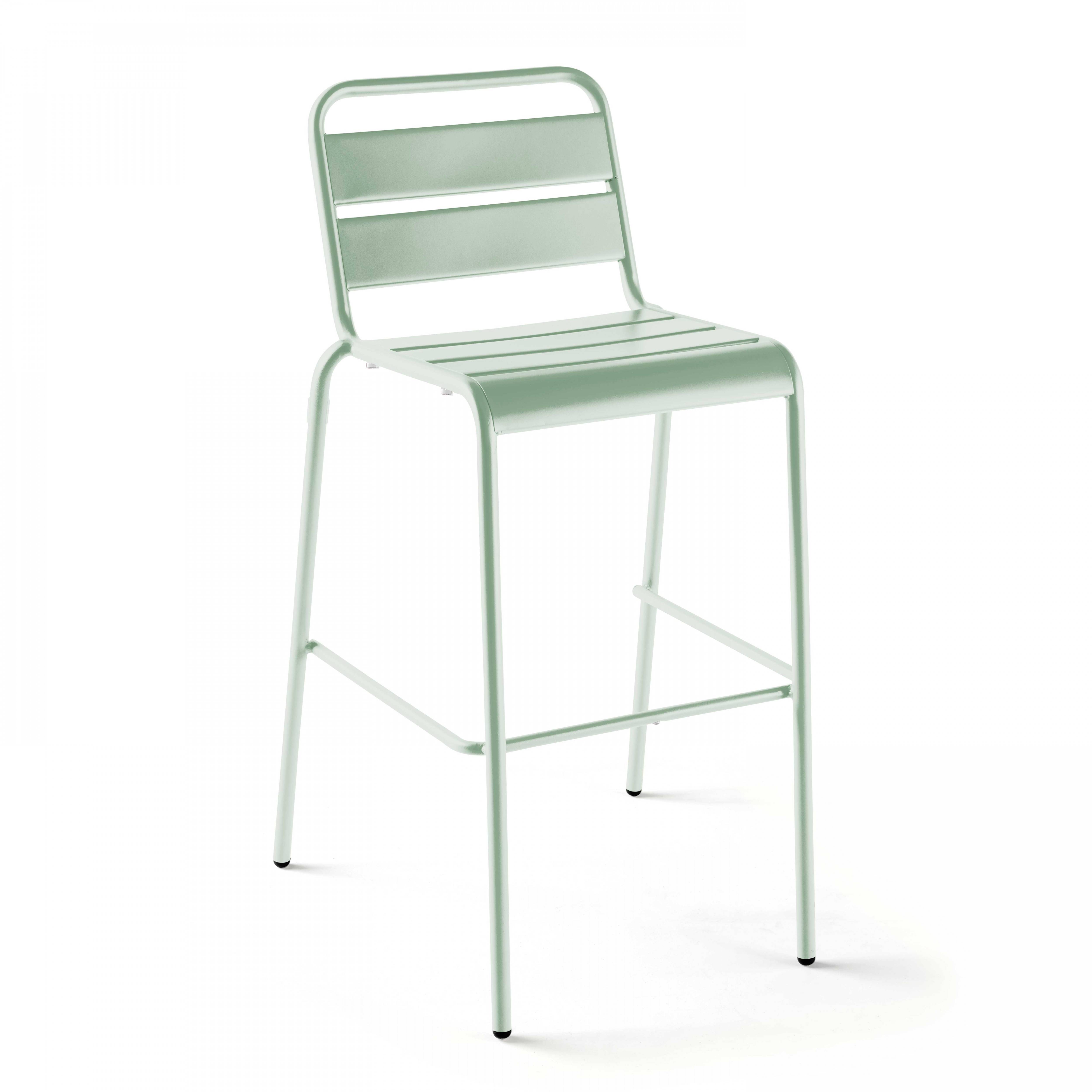 Oviala - Chaise haute de jardin en métal vert sauge Palavas - Oviala - Image 1