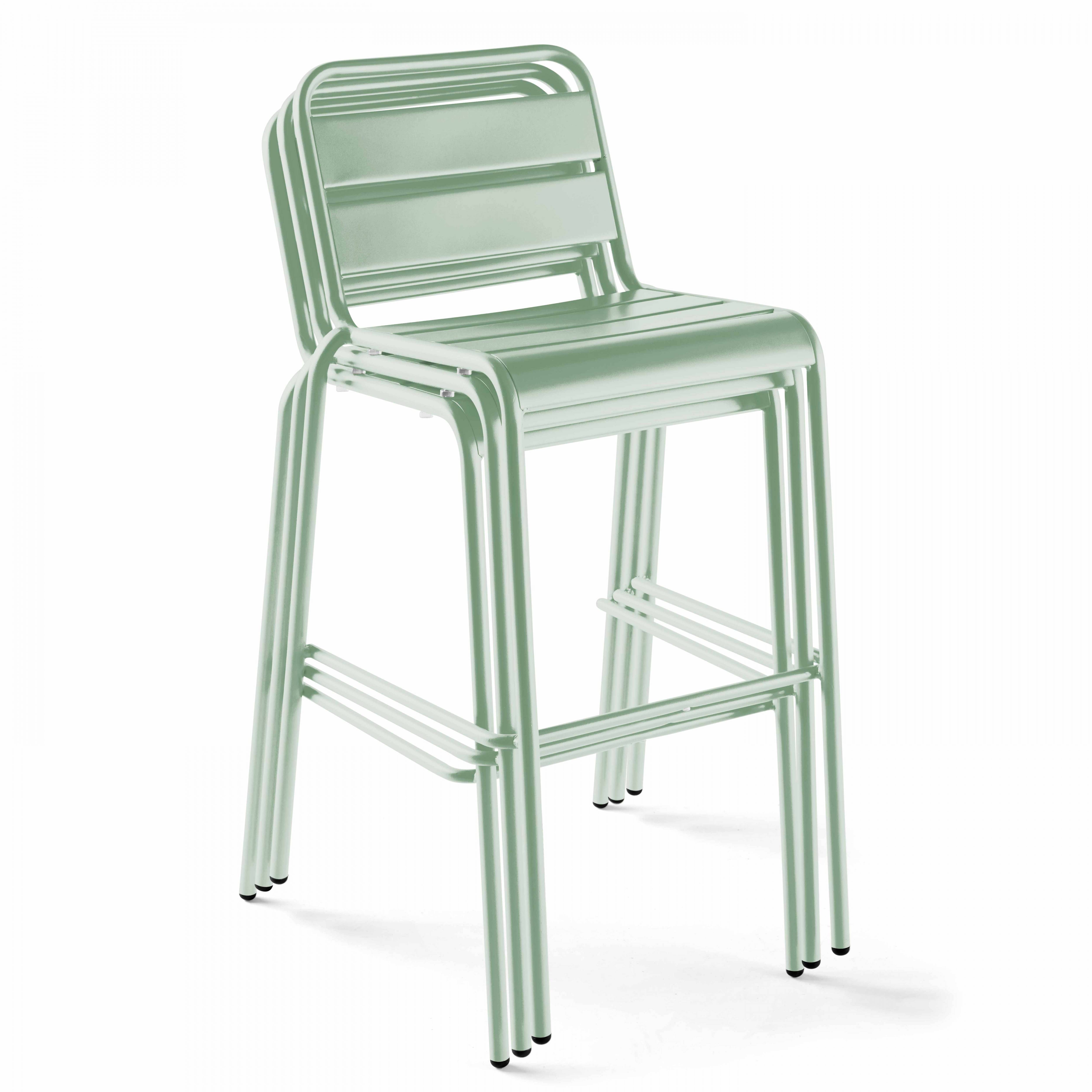Oviala - Chaise haute de jardin en métal vert sauge Palavas - Oviala - Image 3