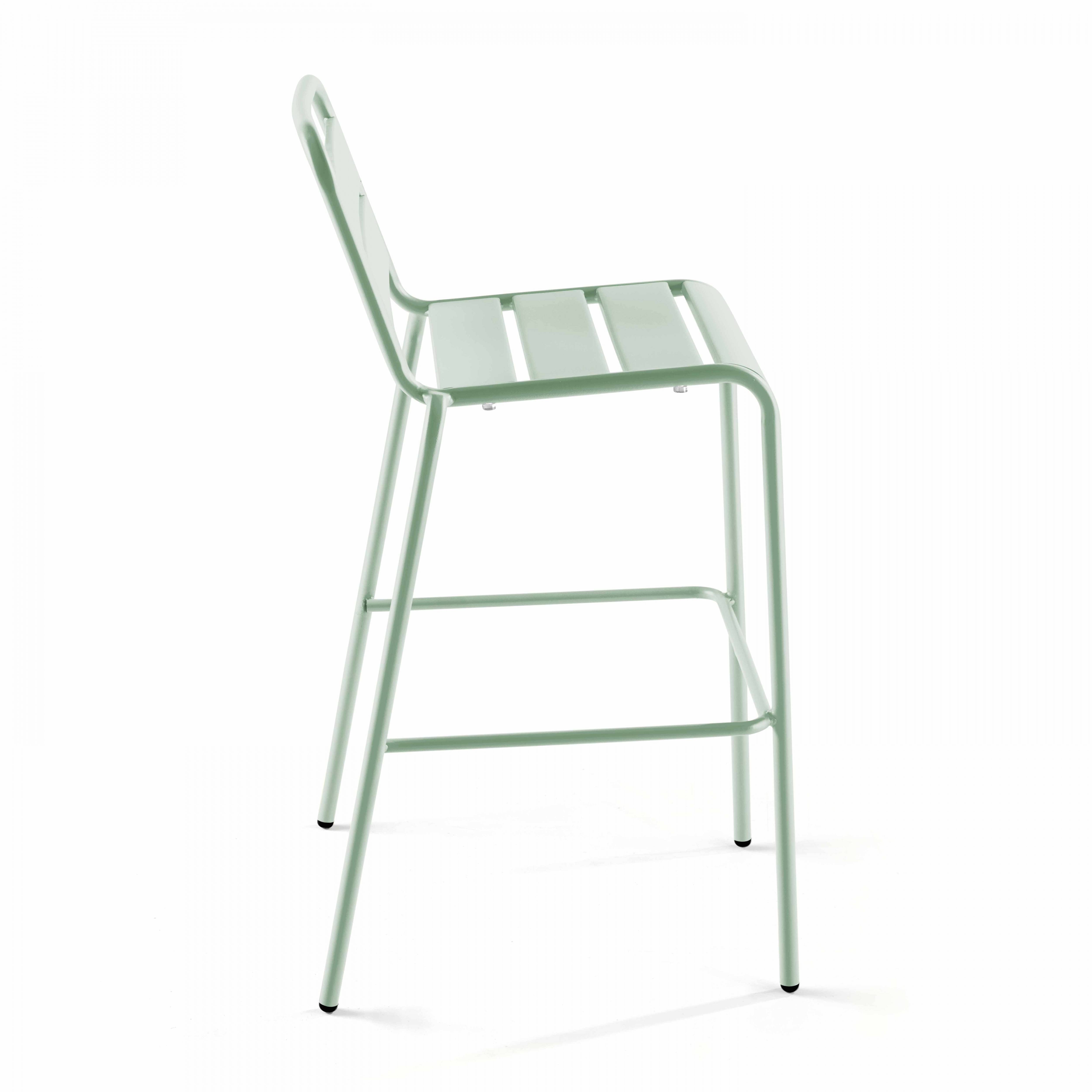 Oviala - Chaise haute de jardin en métal vert sauge Palavas - Oviala - Image 2