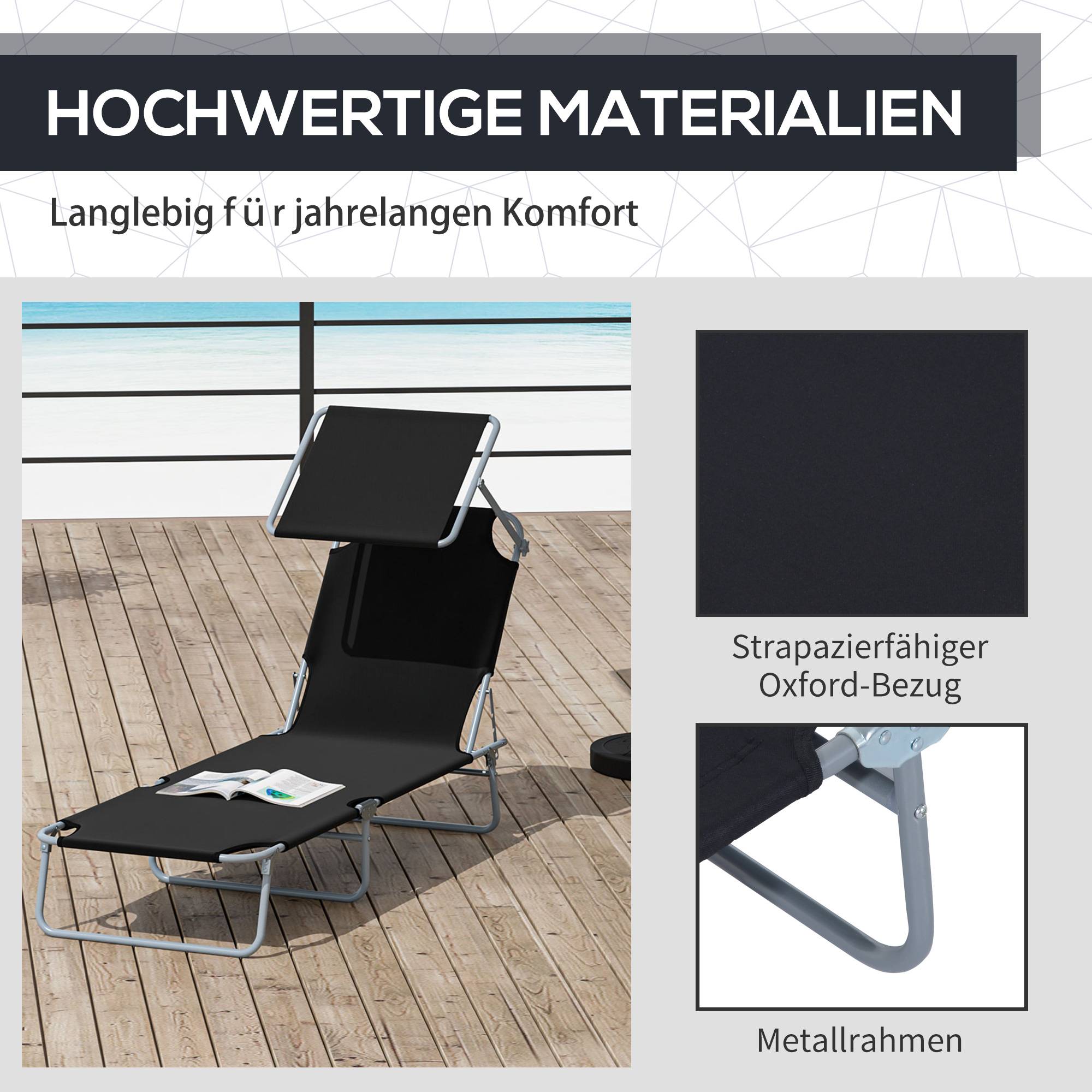 PANGIVO - Bain de soleil pliant acier et tissu noir 187 x 58 x 27 cm - PANGIVO - Image 9