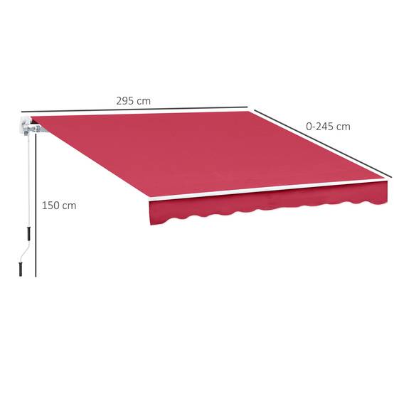 Store vertical extérieur aluminium balcon réduction chaleur 295x245cm rouge foncé - ComfortXL Outdoor Living - Image 5