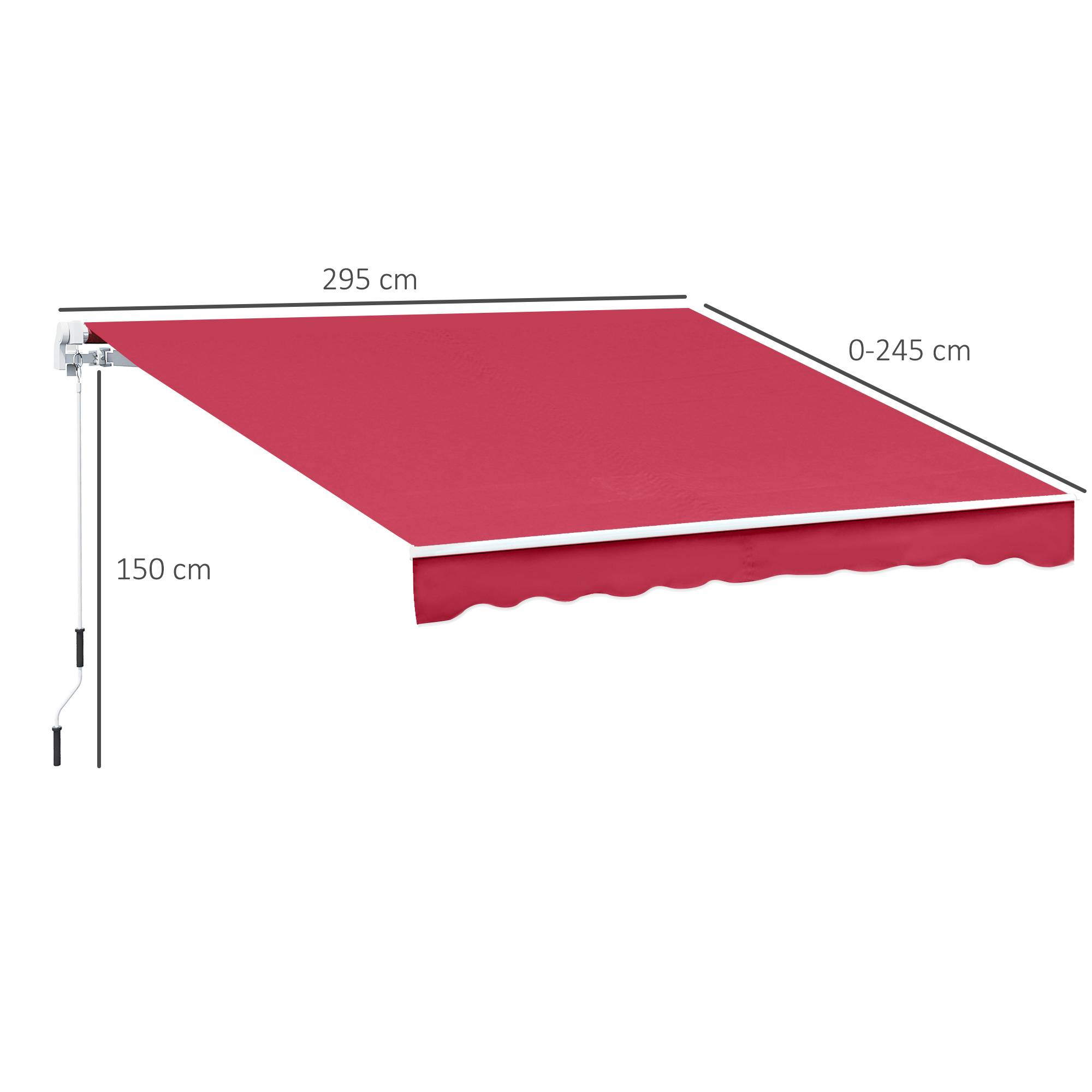 Store vertical extérieur aluminium balcon réduction chaleur 295x245cm rouge foncé - ComfortXL Outdoor Living - Image 5