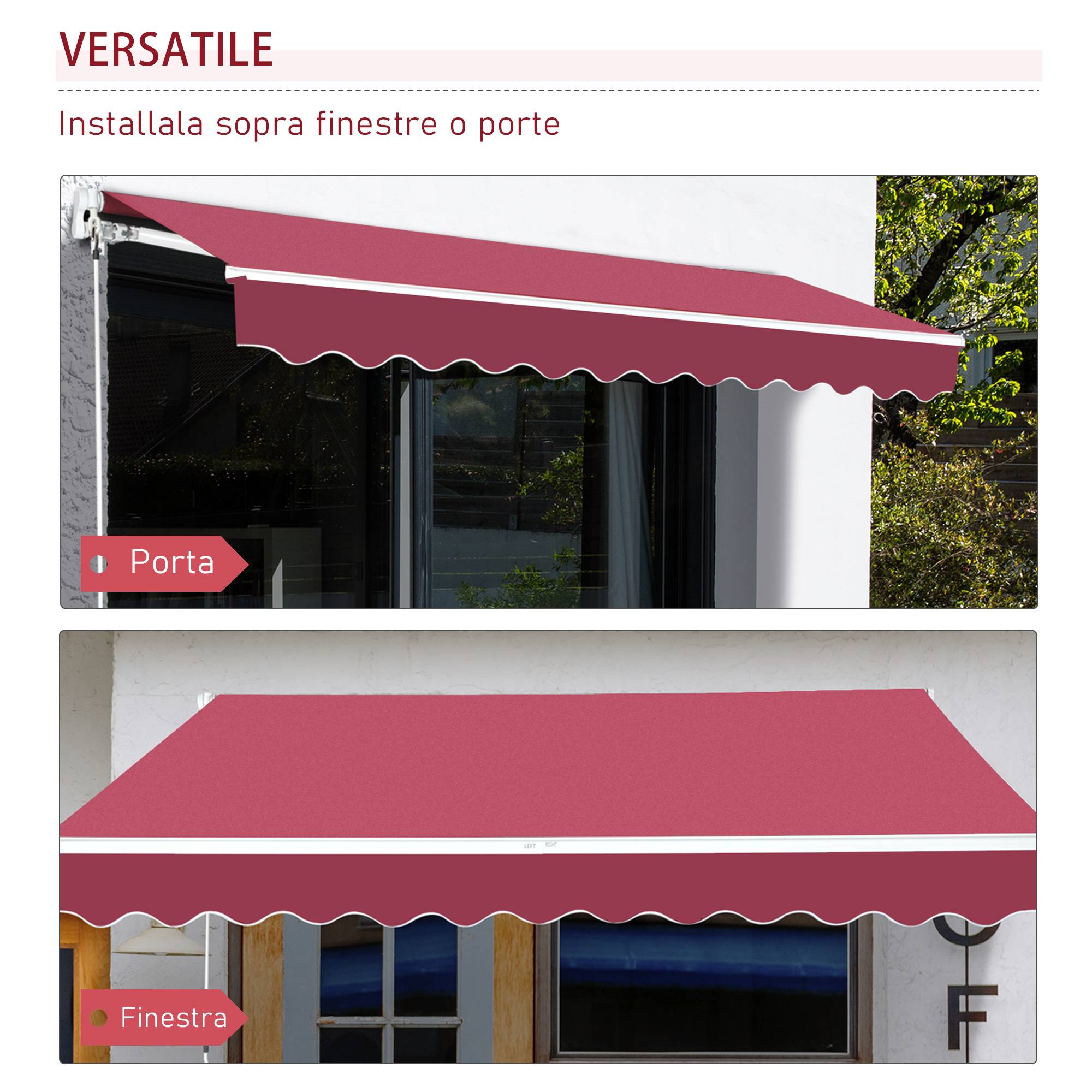 Store vertical extérieur aluminium balcon réduction chaleur 295x245cm rouge foncé - ComfortXL Outdoor Living - Image 8