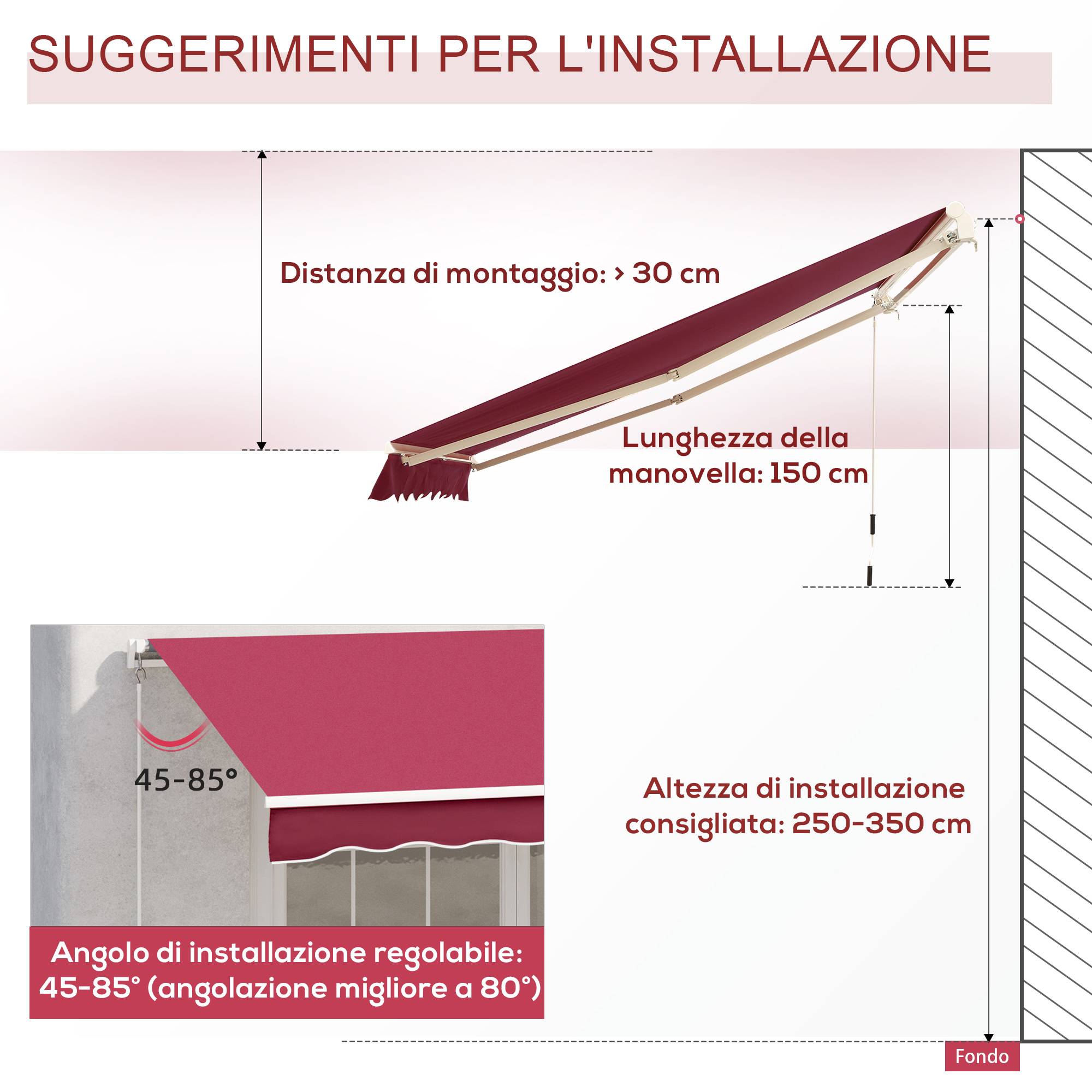 Store vertical extérieur aluminium balcon réduction chaleur 295x245cm rouge foncé - ComfortXL Outdoor Living - Image 10