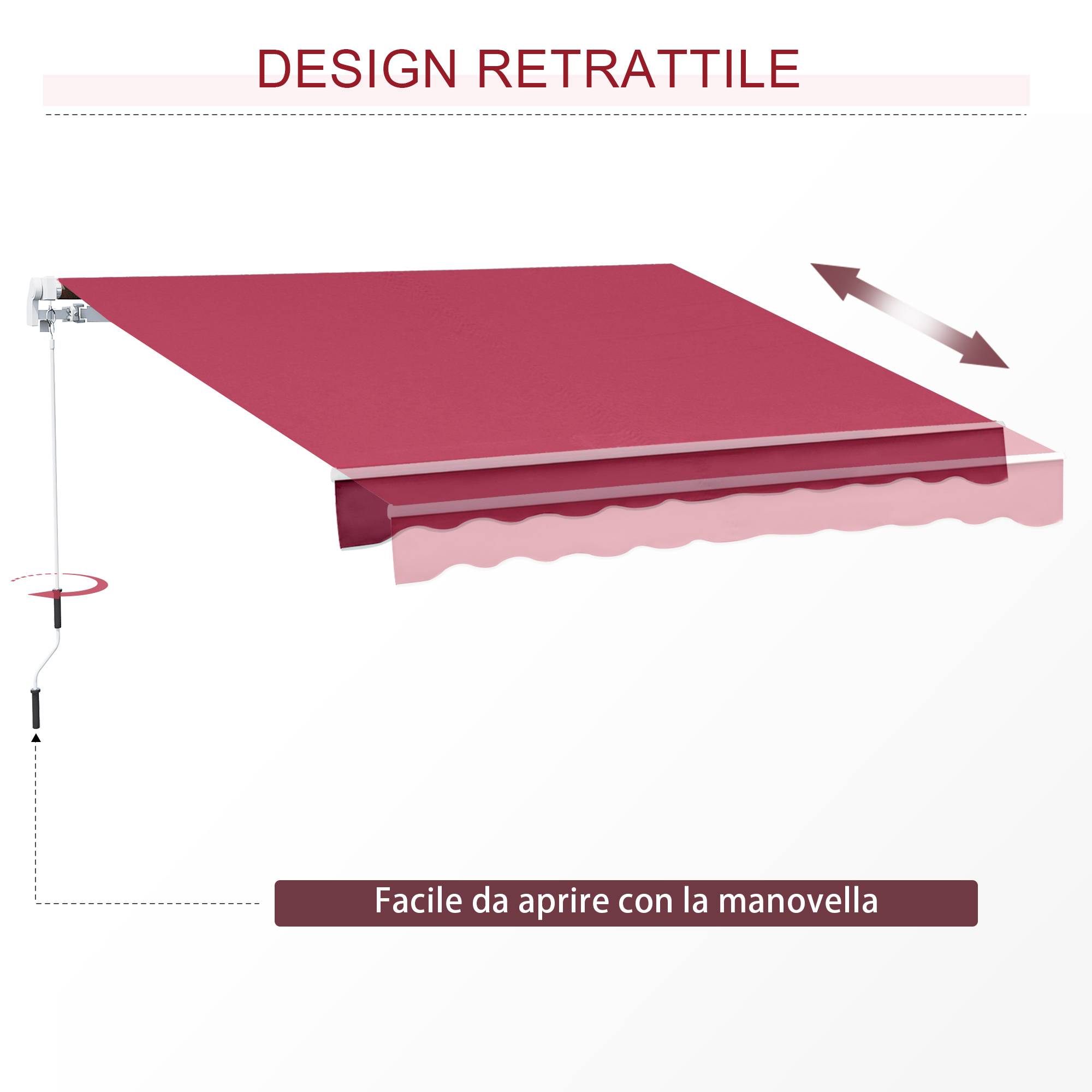 Store vertical extérieur aluminium balcon réduction chaleur 295x245cm rouge foncé - ComfortXL Outdoor Living - Image 9