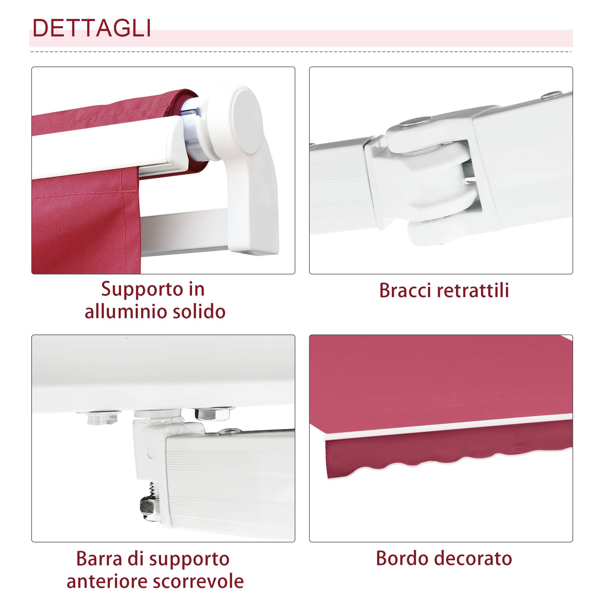 Store vertical extérieur aluminium balcon réduction chaleur 295x245cm rouge foncé - ComfortXL Outdoor Living - Image 7