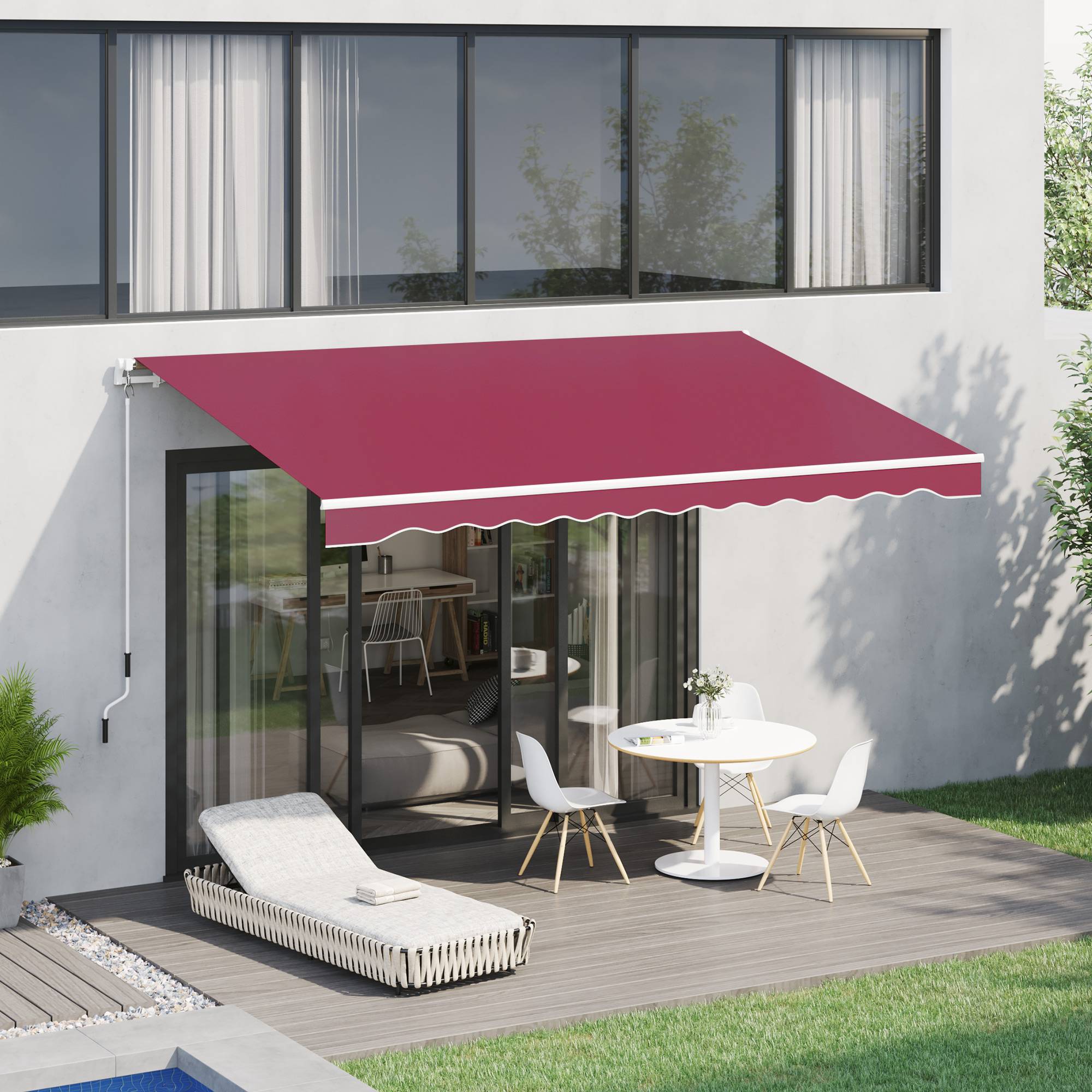 Store vertical extérieur aluminium balcon réduction chaleur 295x245cm rouge foncé - ComfortXL Outdoor Living - Image 3
