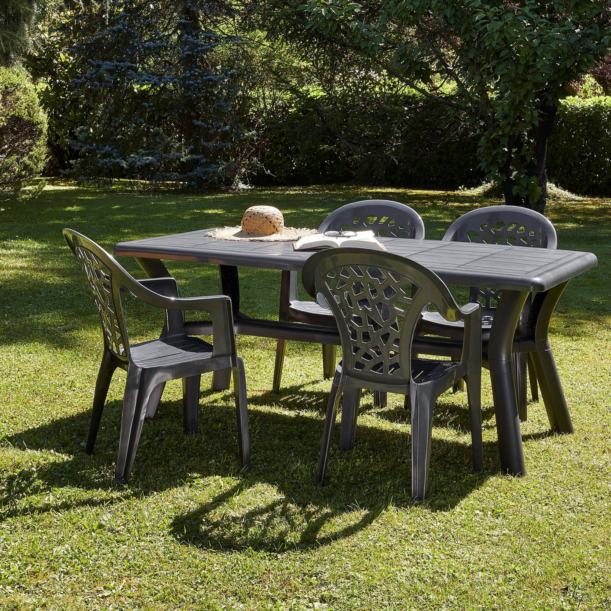 Table rectangulaire recyclée extérieur 180x90 gris DALIA garbar - Image 4