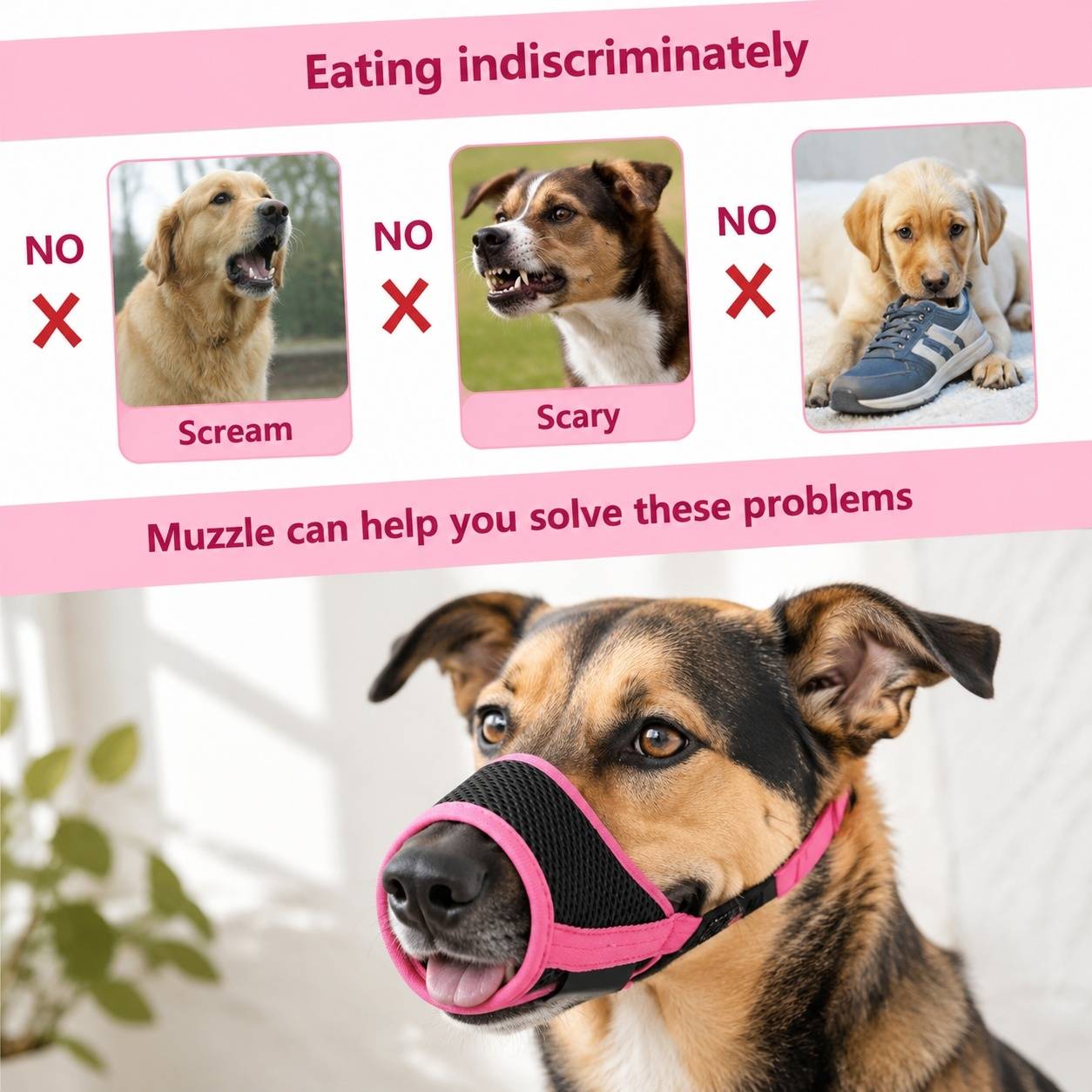 Musaillon Chien Réglable Respirant Confortable en Nylon Anti Mordaison Aboiement - Image 4