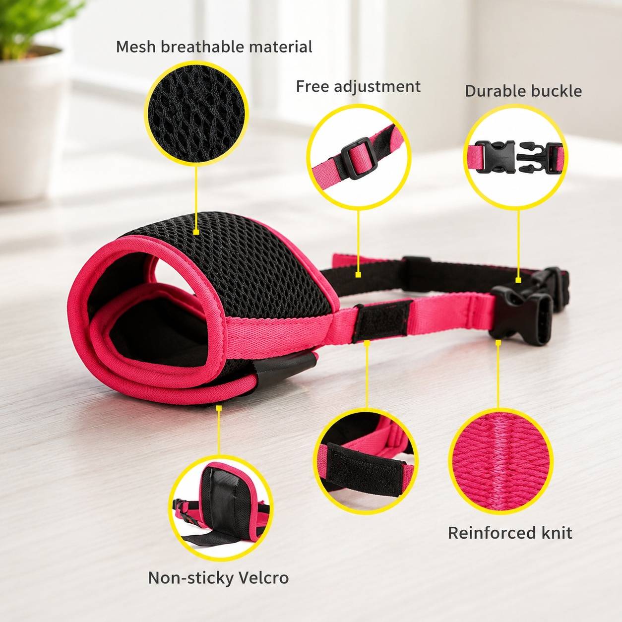 Musaillon Chien Réglable Respirant Confortable en Nylon Anti Mordaison Aboiement - Image 3