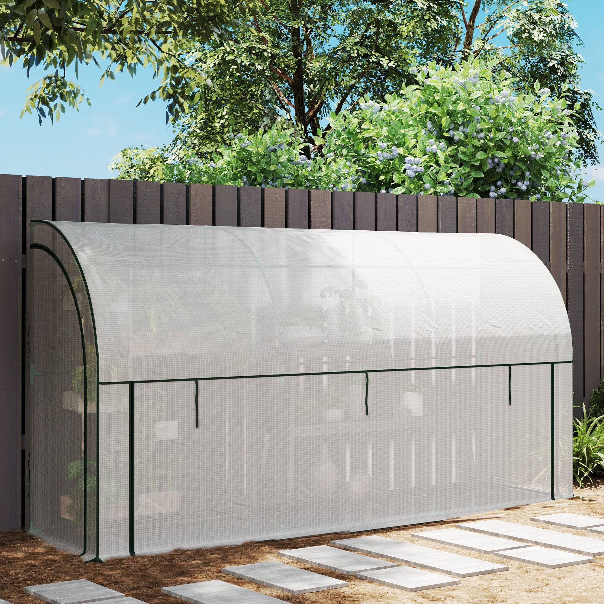 ComfortXL - Serre adossée murale acier et bâche plastique 300 x 80 x 157 cm blanc potager ventilé - ComfortXL Outdoor Living - Image 10