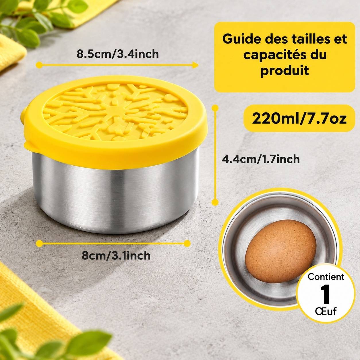 Lot de 3 Boîtes de Conservation Acier Inoxydable avec Couvercles Silicone pour Collations et Repas - Image 2