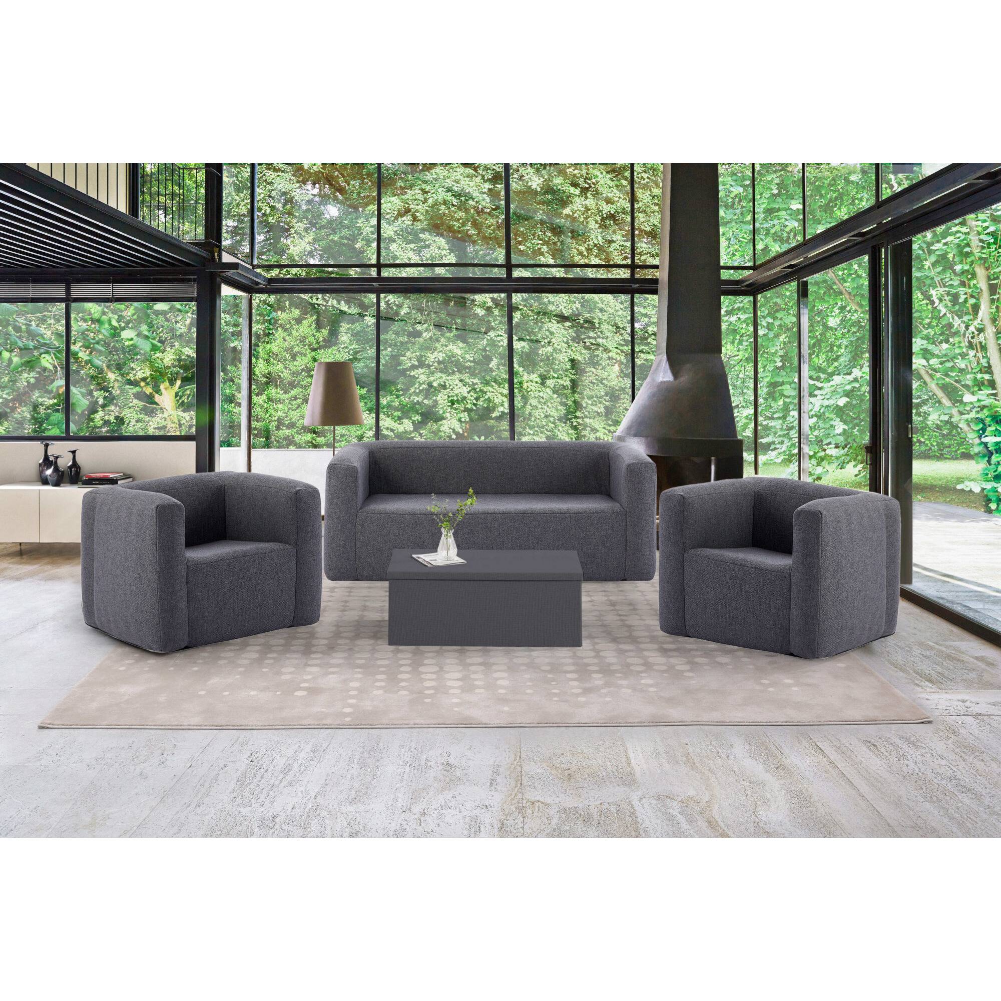 Table coffre Terracotta - Ouverture sur le dessus - Intérieur et extérieur - Couleur Gris foncé - Image 3