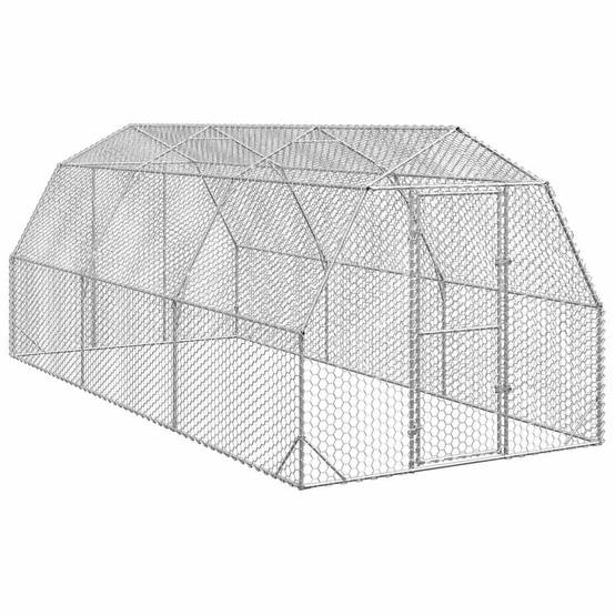 Enclos poulailler extérieur 15 m² acier galvanisé parc grillagé volailles Argent – ComfortXL Outdoor Living - Image 1
