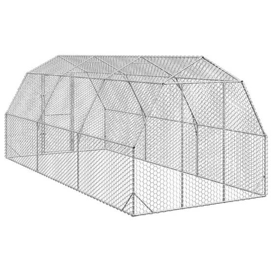 Enclos poulailler extérieur 15 m² acier galvanisé parc grillagé volailles Argent – ComfortXL Outdoor Living - Image 5