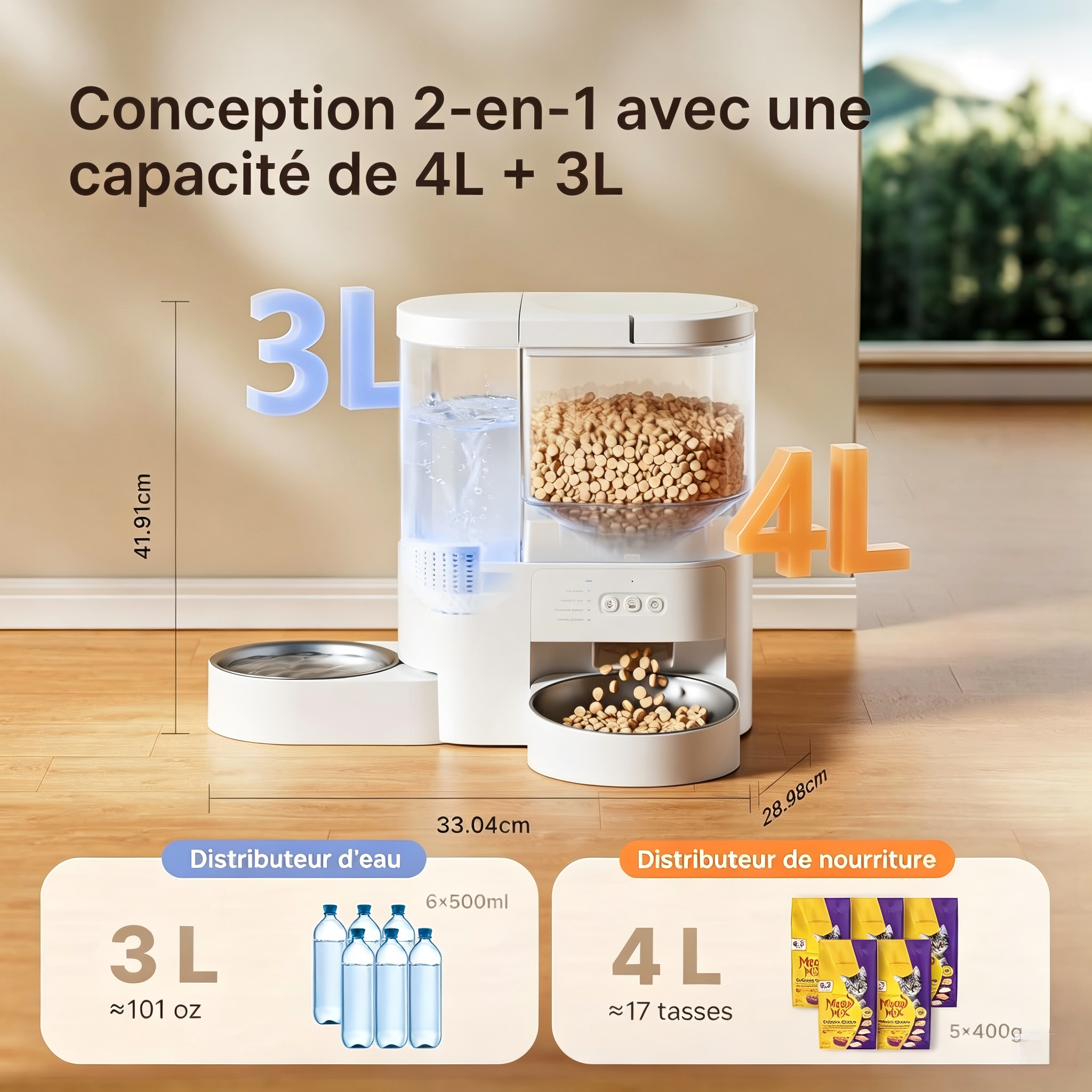 Sans Marque - Distributeur automatique de nourriture pour chats 2 en 1 DUDUPET - Image 2
