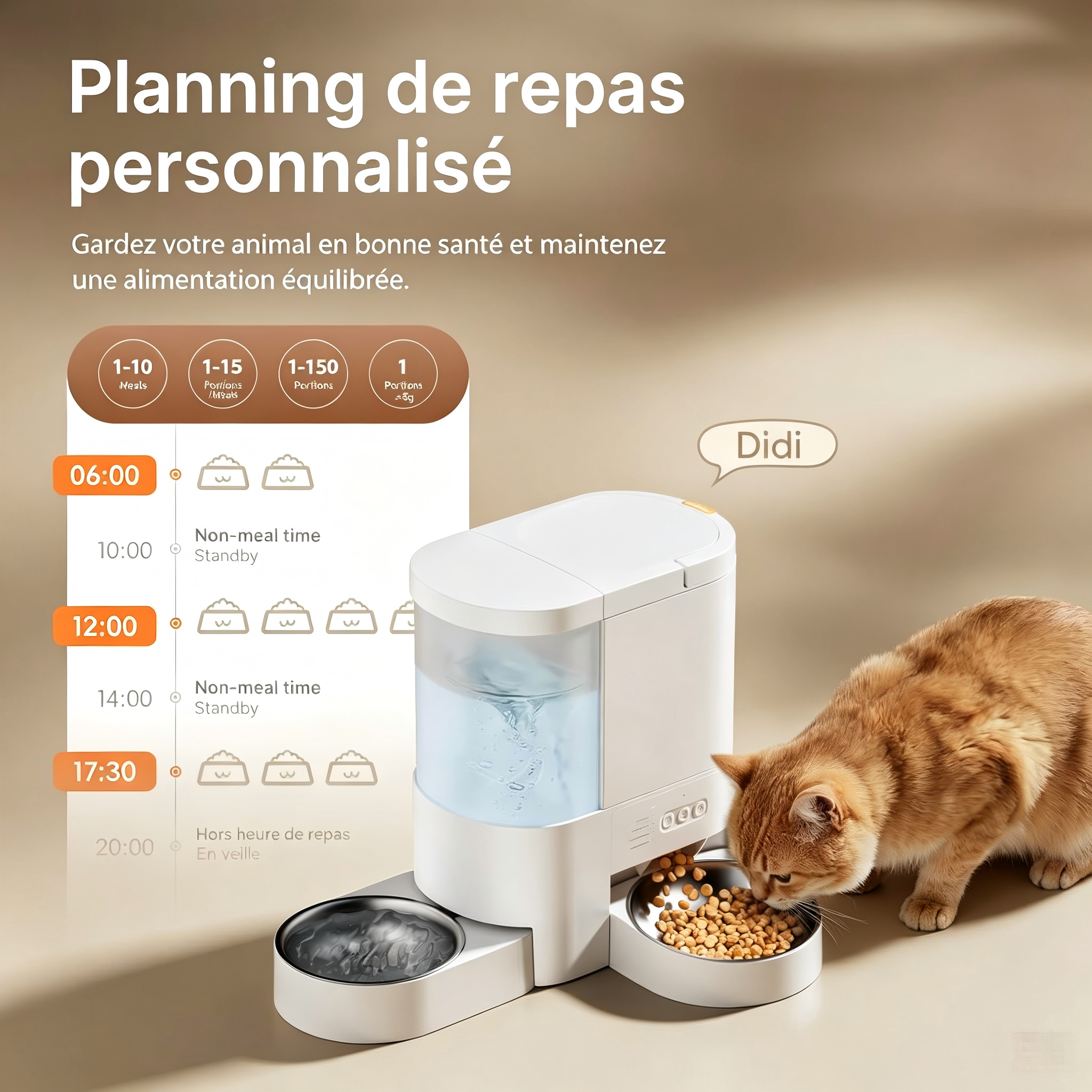Sans Marque - Distributeur automatique de nourriture pour chats 2 en 1 DUDUPET - Image 3