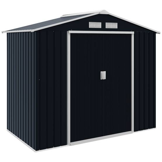 Abri de Jardin 2,77 m² - Remise pour Outils avec Fondation - cabanon Porte verrouillable - tôle d'acier Gris - Image 1