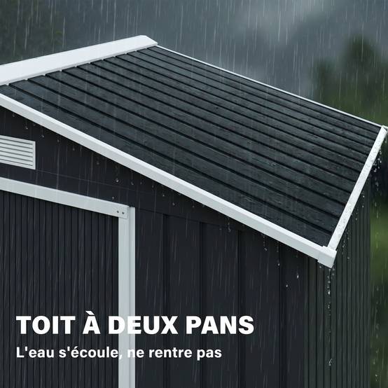Abri de Jardin 2,77 m² - Remise pour Outils avec Fondation - cabanon Porte verrouillable - tôle d'acier Gris - Image 8