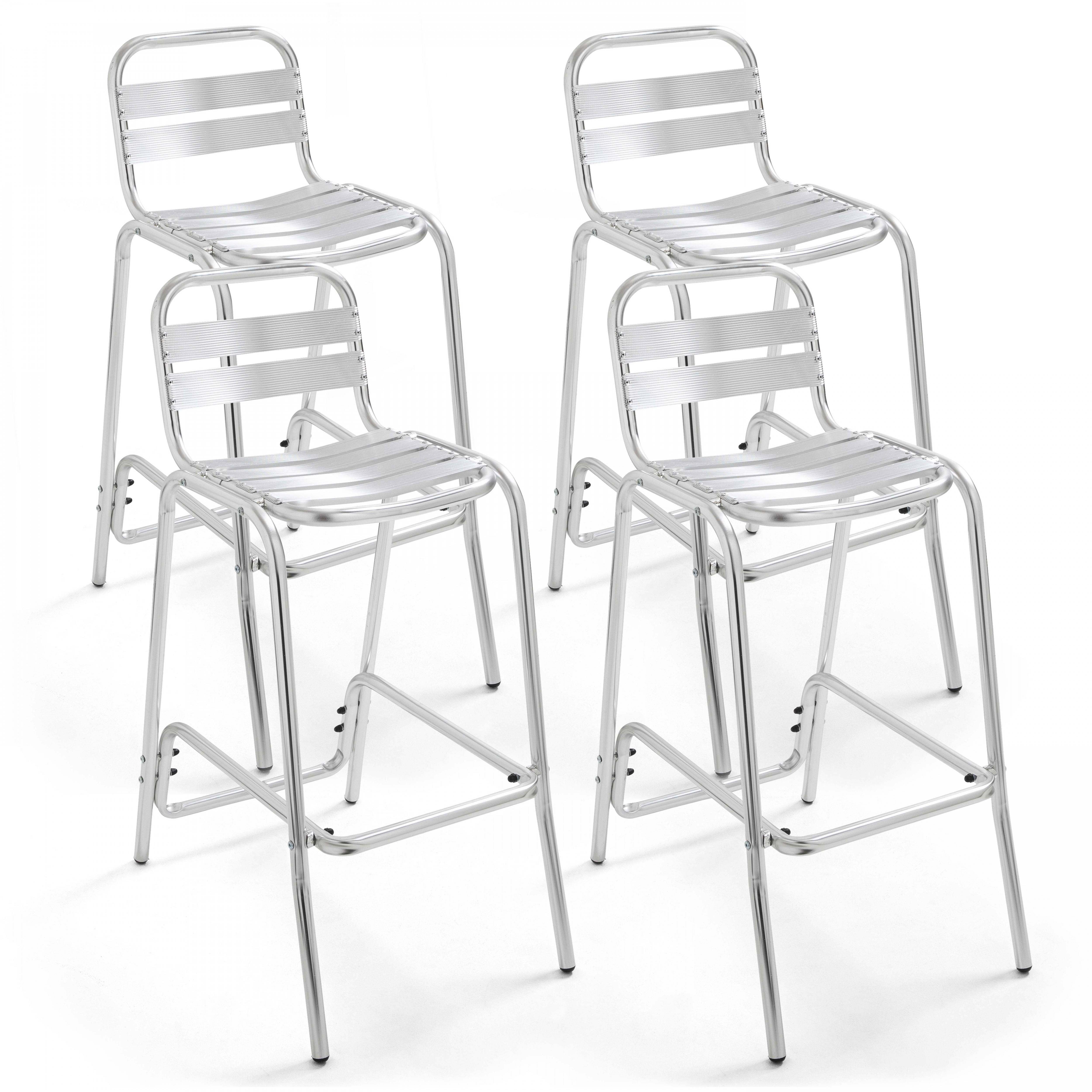 Oviala - Lot de 4 chaises hautes en aluminium gris Soho - Oviala - Image 1