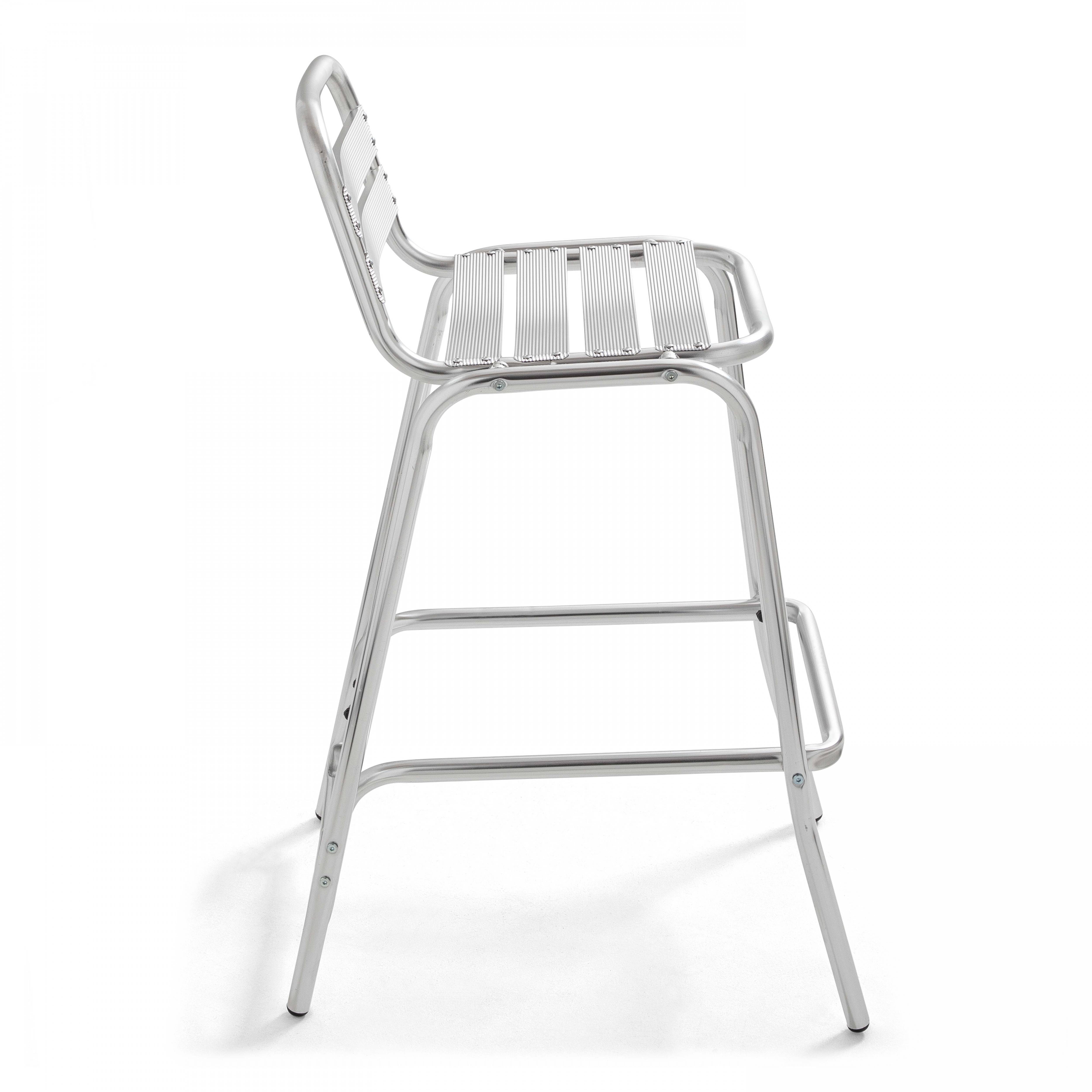 Oviala - Lot de 4 chaises hautes en aluminium gris Soho - Oviala - Image 3