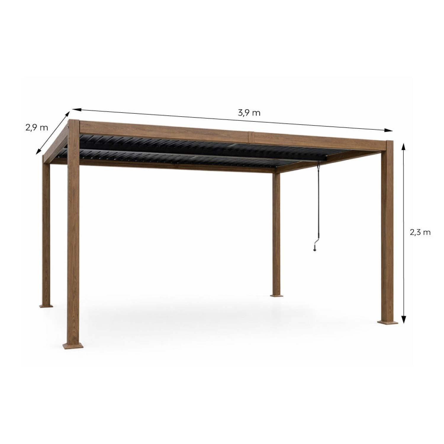 Pergola bioclimatique 4x3m structure aluminium lames orientables effet bois CORFU - Image 3