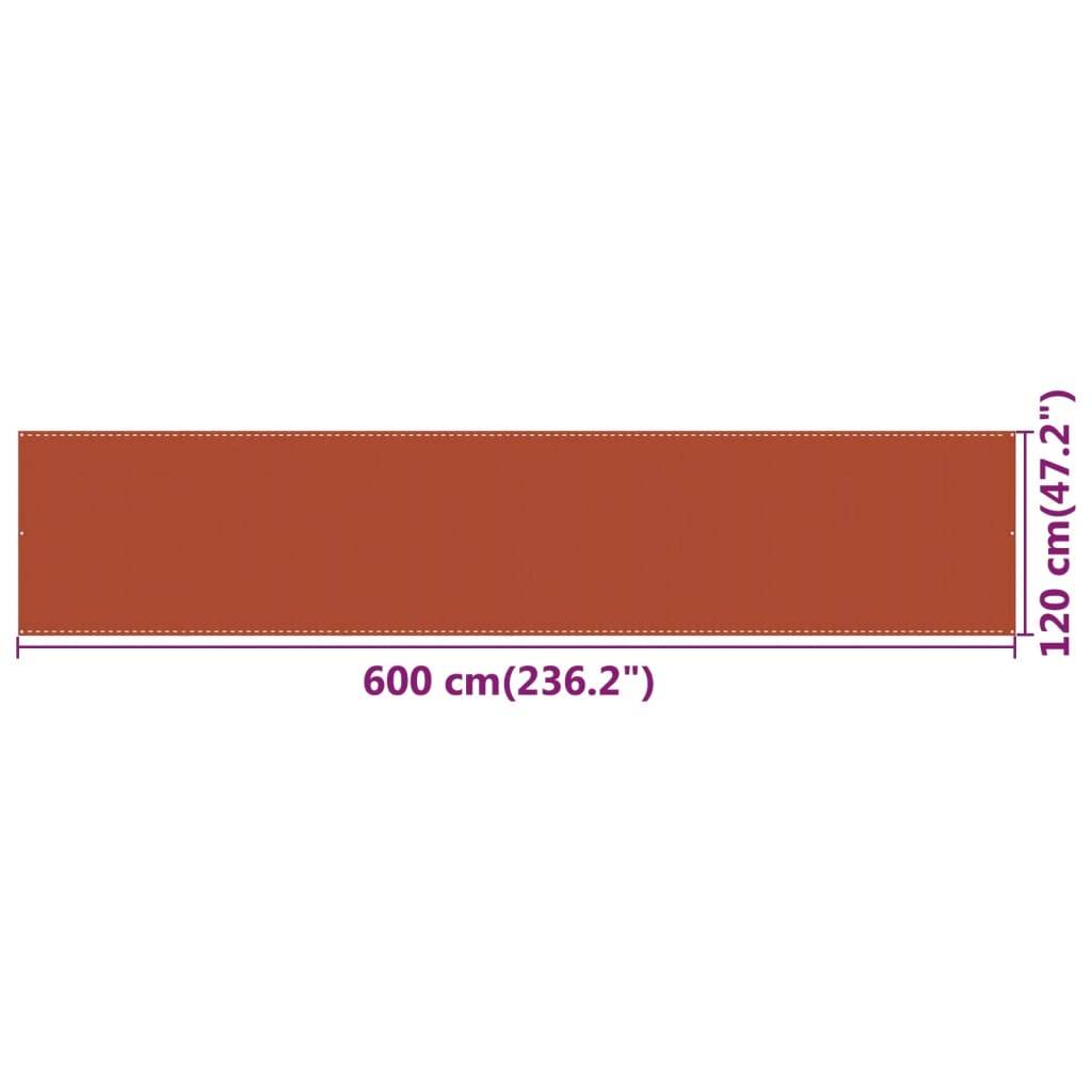 Helloshop26 - Écran de balcon brise pare vue protection confidentialité 120 x 600 cm PEHD orange - Image 5