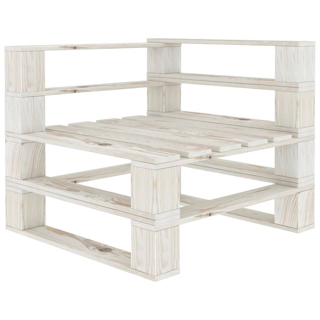 Helloshop26 - Canapé d'angle palette de jardin bois 70 x 67,5 x 60,8 cm blanc - Image 1
