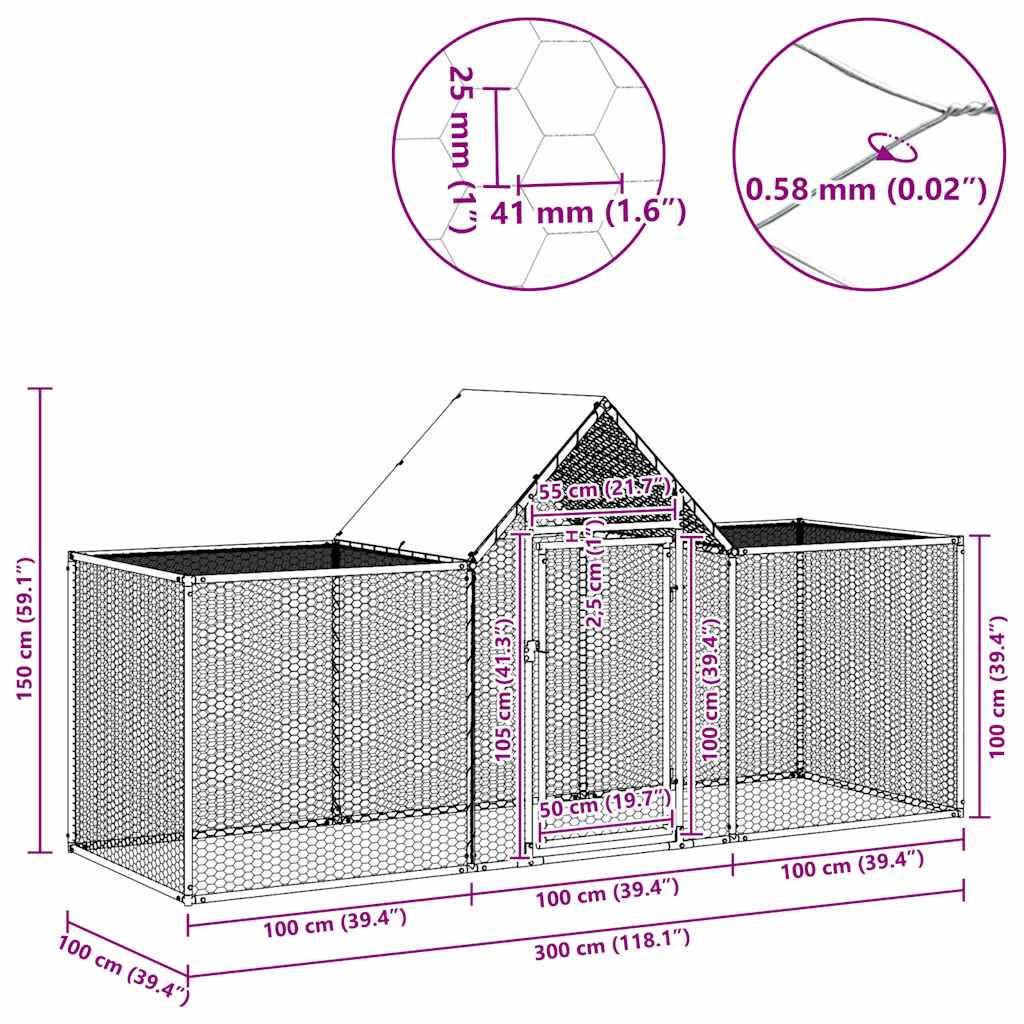 Vidaxl - Poulailler 3 x 1 x 1,5 m Acier galvanisé vidaXL 144559 - Image 3