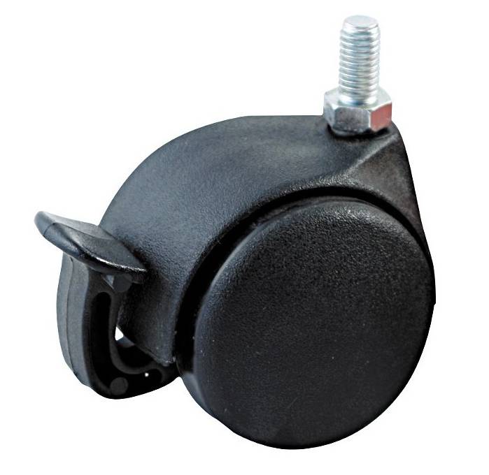 Roulette double galet noire 40mm platine carré pivotante en platine - AVL - 595019A - Image 2