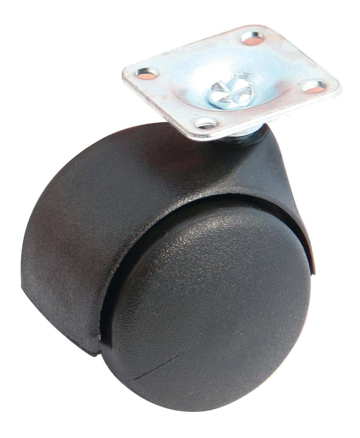 Roulette double galet noire 40mm platine carré pivotante en platine - AVL - 595019A - Image 1