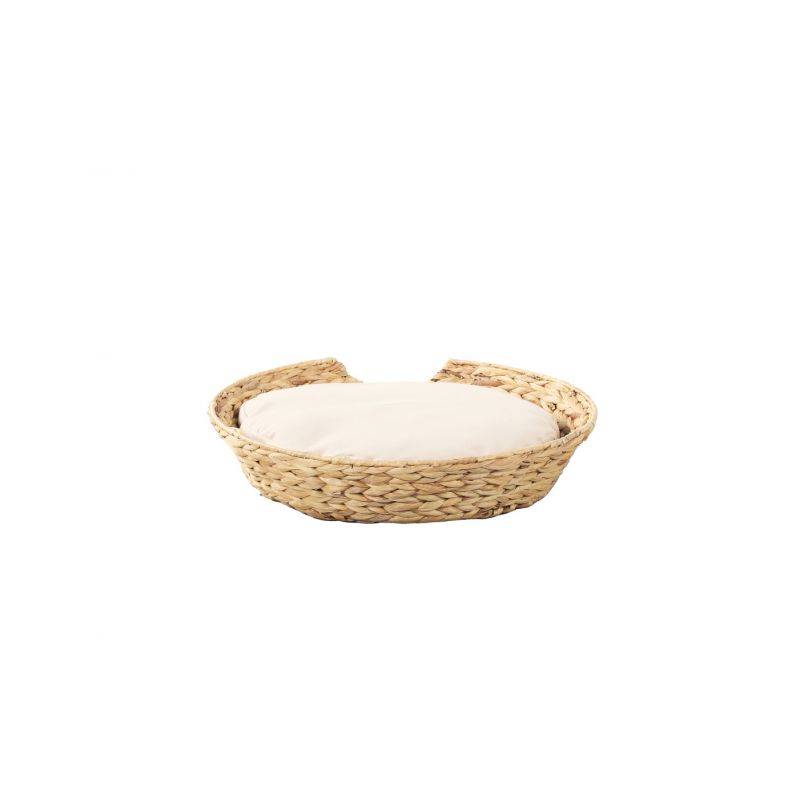 Panier rond HERA pour chien et chat en jacinthe d'eau coussin écru Beau Rivage - Image 4