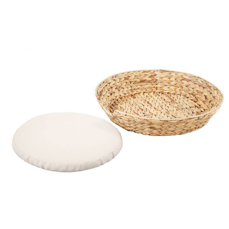 Panier rond HERA pour chien et chat en jacinthe d'eau coussin écru Beau Rivage - Image 7