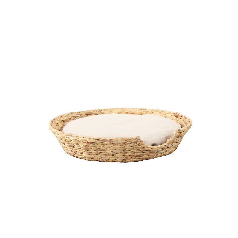 Panier rond HERA pour chien et chat en jacinthe d'eau coussin écru Beau Rivage - Image 3