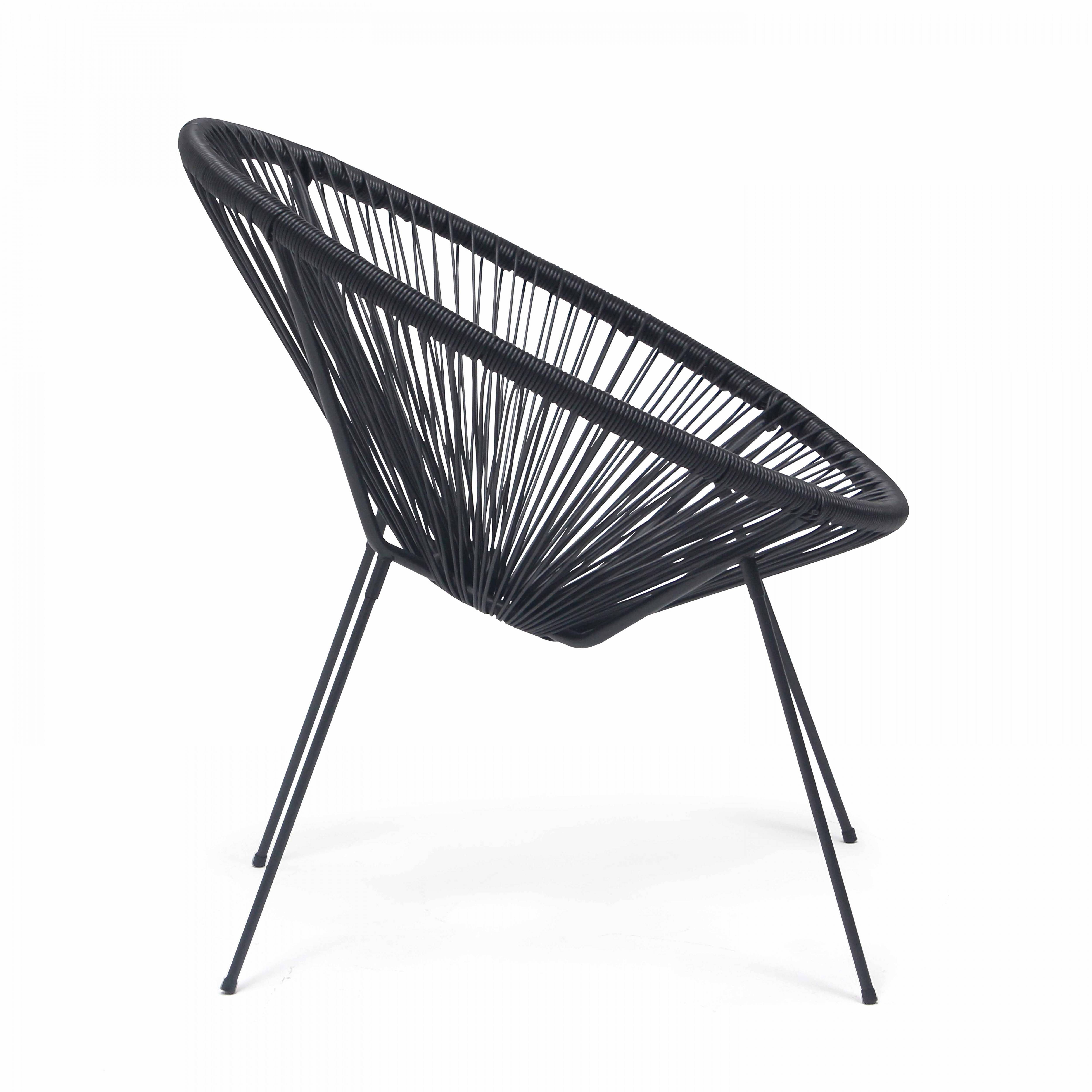 Oviala - Fauteuil en résine tressée noir Ovo - Oviala - Image 3