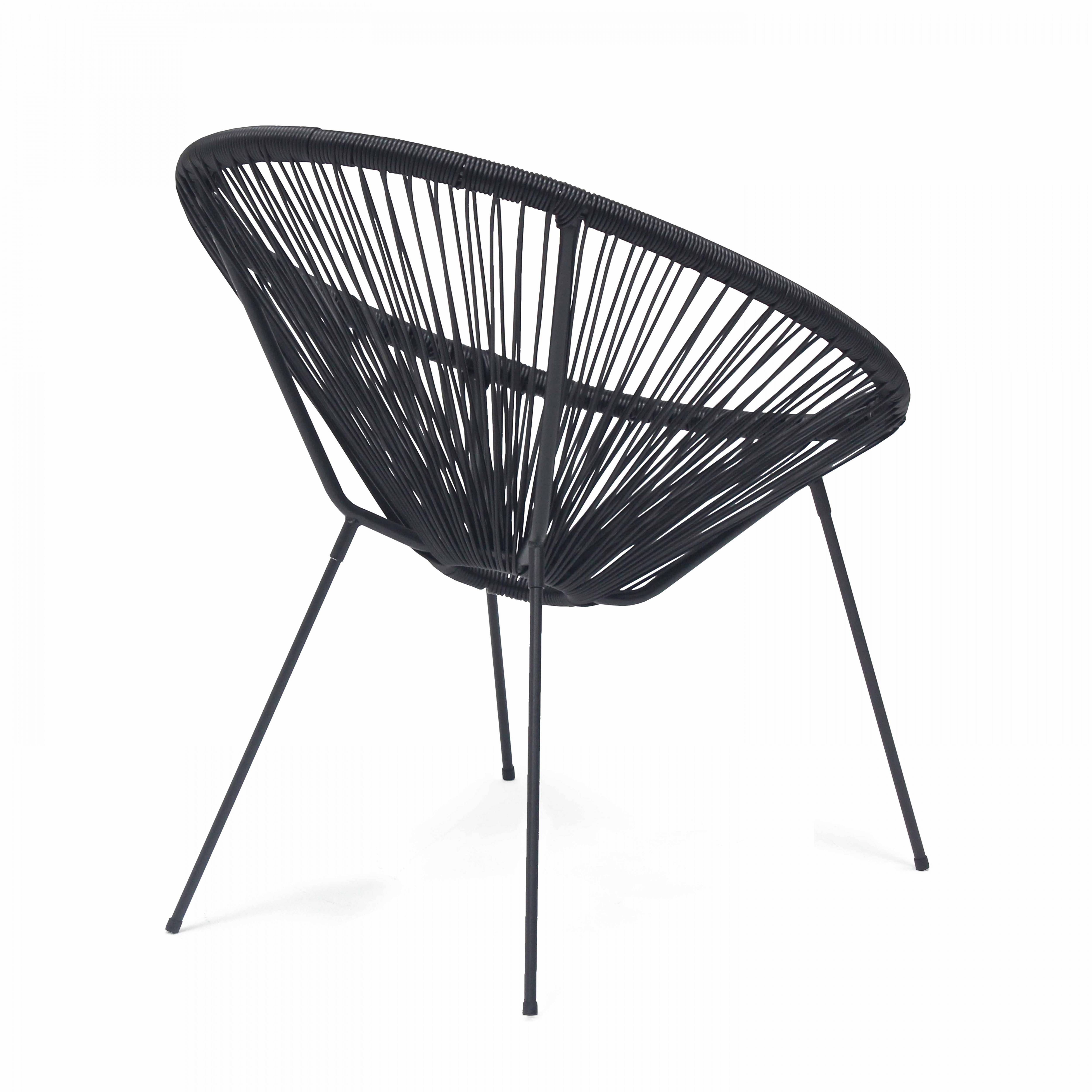 Oviala - Fauteuil en résine tressée noir Ovo - Oviala - Image 4