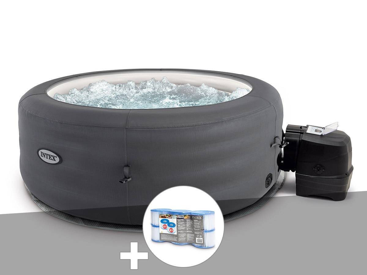 Kit spa gonflable Intex PureSpa Access rond Bulles 4 places + 6 filtres - Image 1