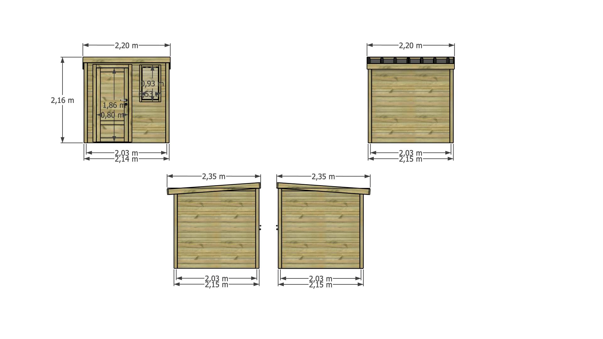 Abri Français - ABRI DE JARDIN bois Pin traité autoclave 27mm - Essentiel - 2,14x2,14m / 5m2 - Bac acier - Abri Français - Image 4
