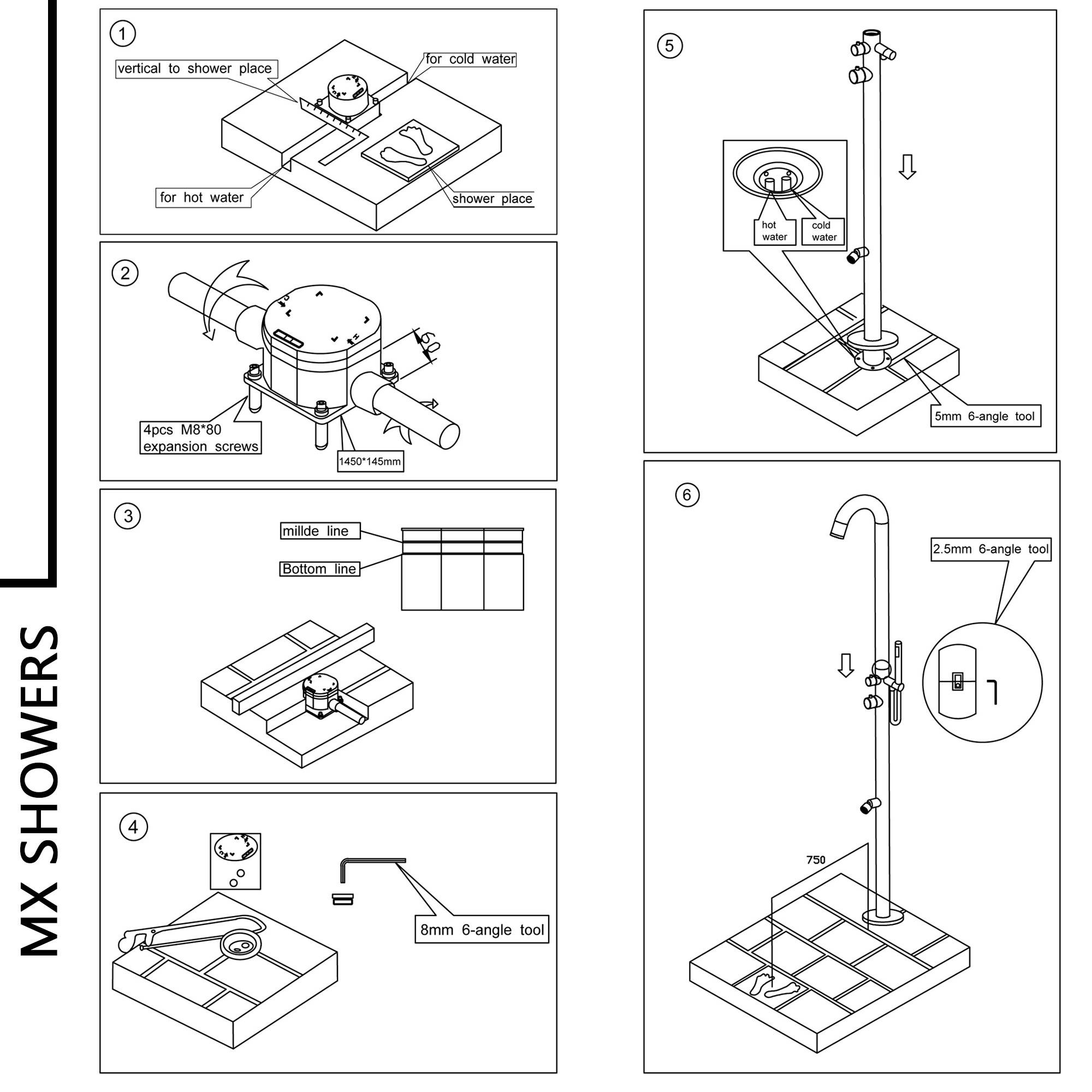Douche piscine exterieure inox satinee 316 avec lavepieds acier et mitigeur - Image 3
