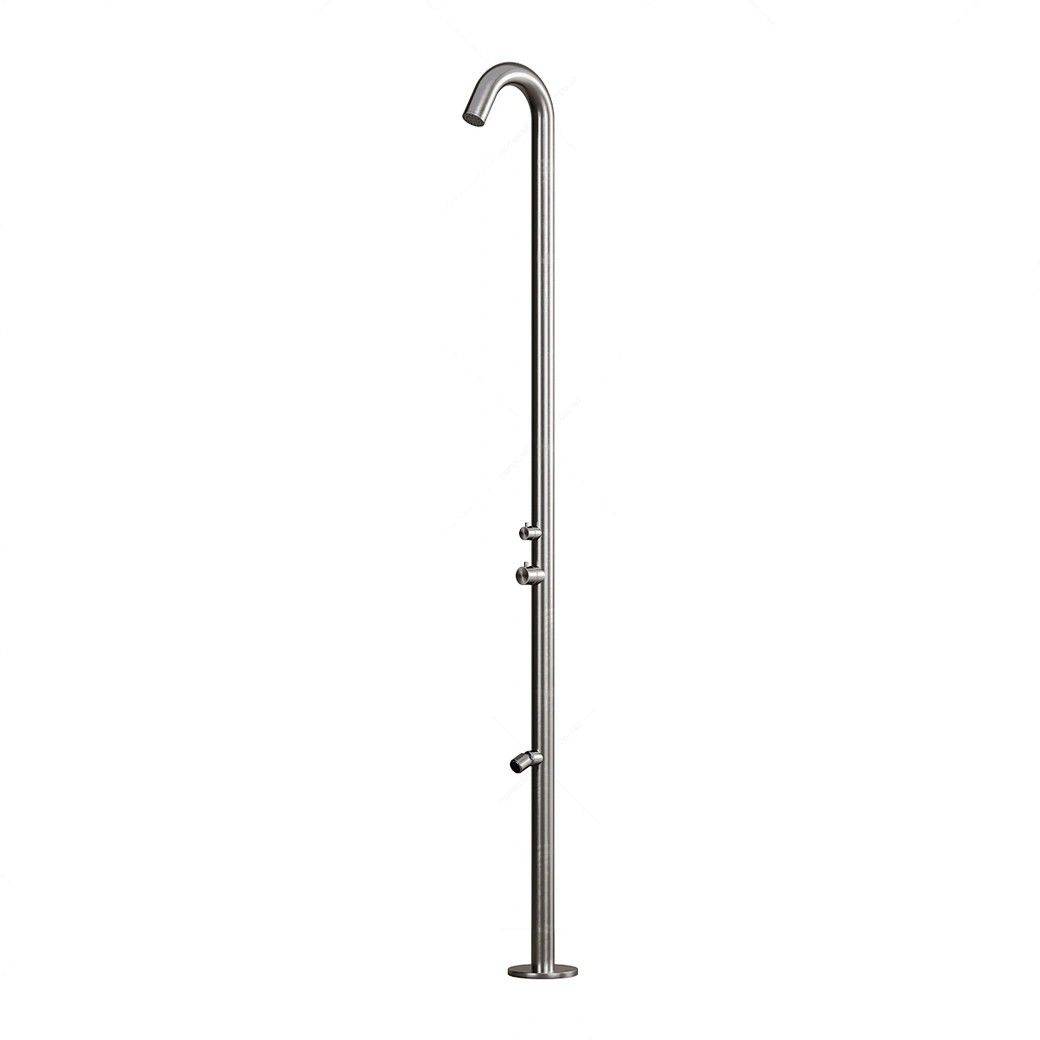 Douche piscine exterieure inox satinee 316 avec lavepieds acier et mitigeur - Image 2
