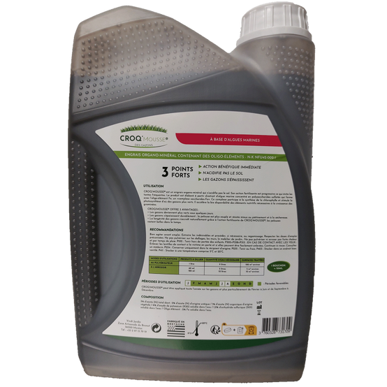 0 - CROQ'MOUSSE des gazons - Anti-mousse - Engrais liquide organo-minéral 3 en 1 - Bidon 2L - Image 2