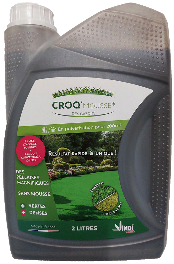 0 - CROQ'MOUSSE des gazons - Anti-mousse - Engrais liquide organo-minéral 3 en 1 - Bidon 2L - Image 1