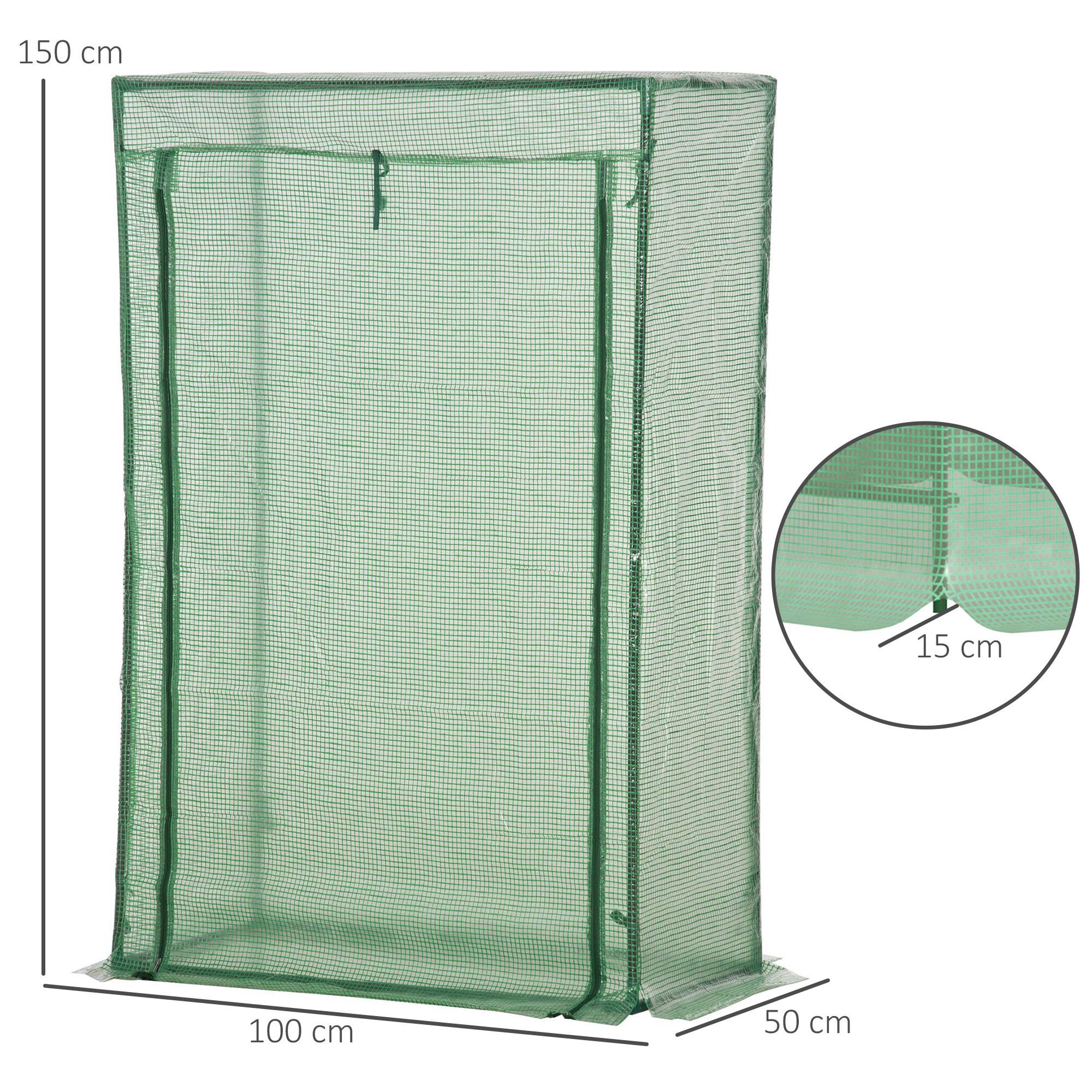 Outsunny - Serre de jardin serre à tomates porte zippée déroulante - 1x0,5x1,5m - acier PVC vert - Outsunny - Image 3