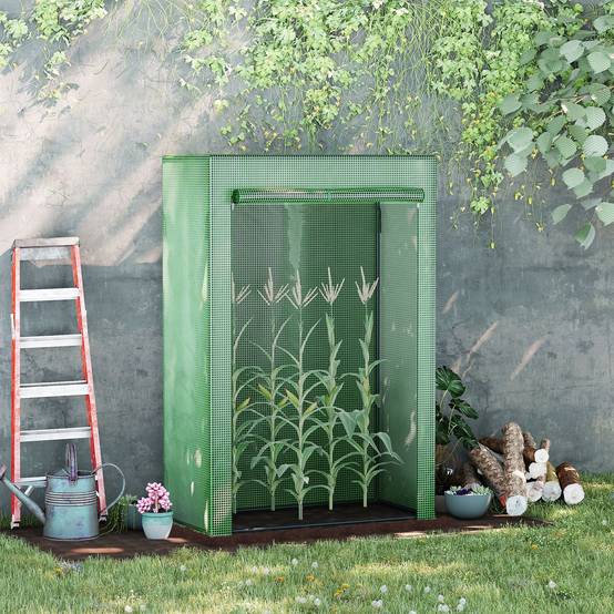 Outsunny - Serre de jardin serre à tomates porte zippée déroulante - 1x0,5x1,5m - acier PVC vert - Outsunny - Image 2